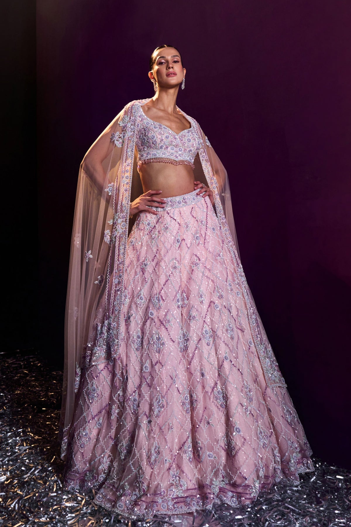 Pink Sequins Lehenga Set