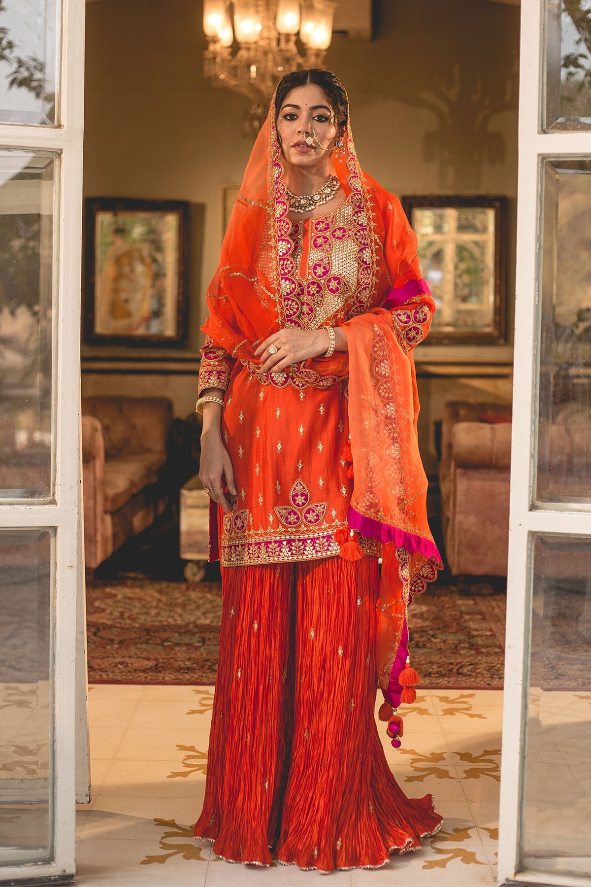 Orange Sharara Set