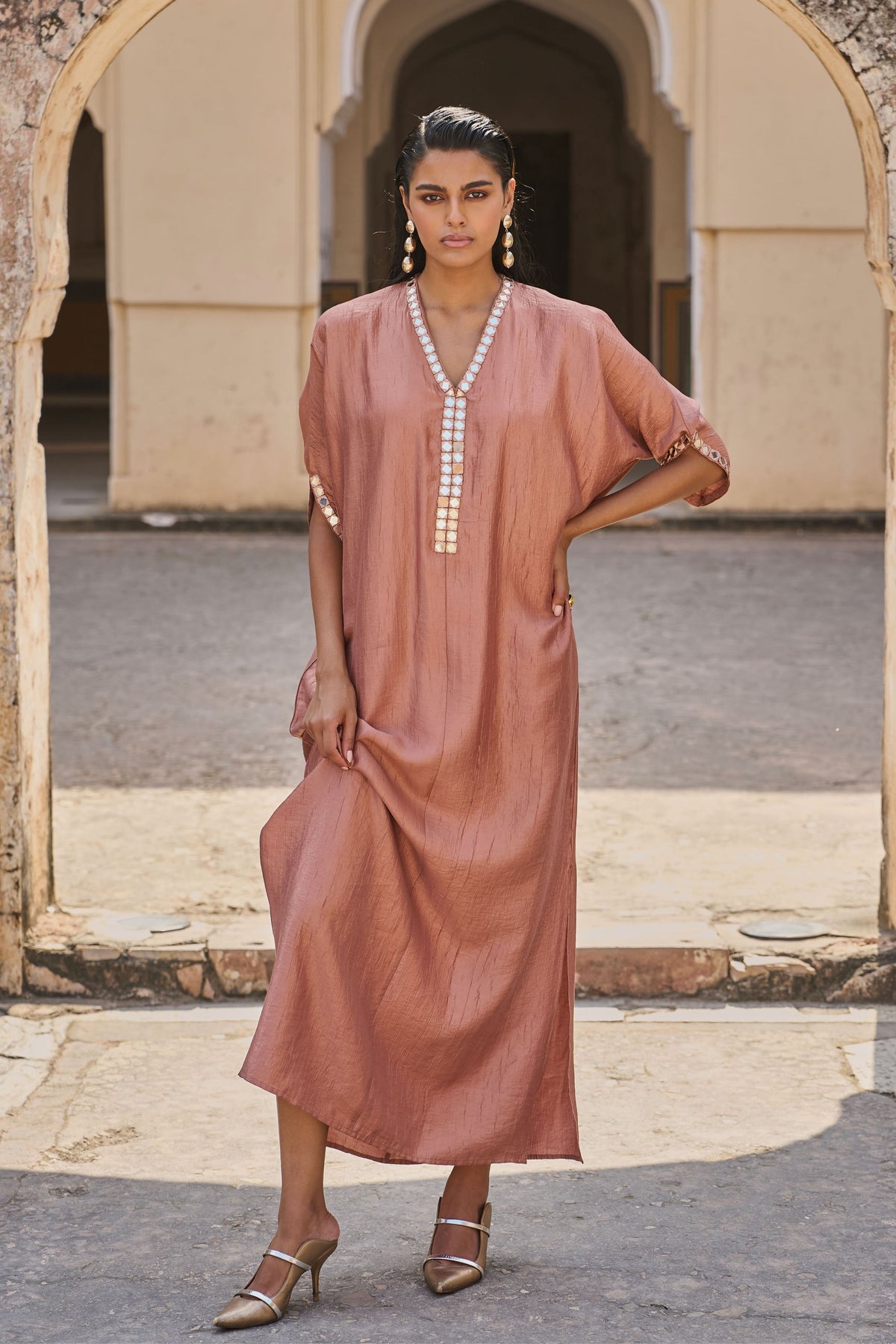 Rust Mirrorwork Kaftan