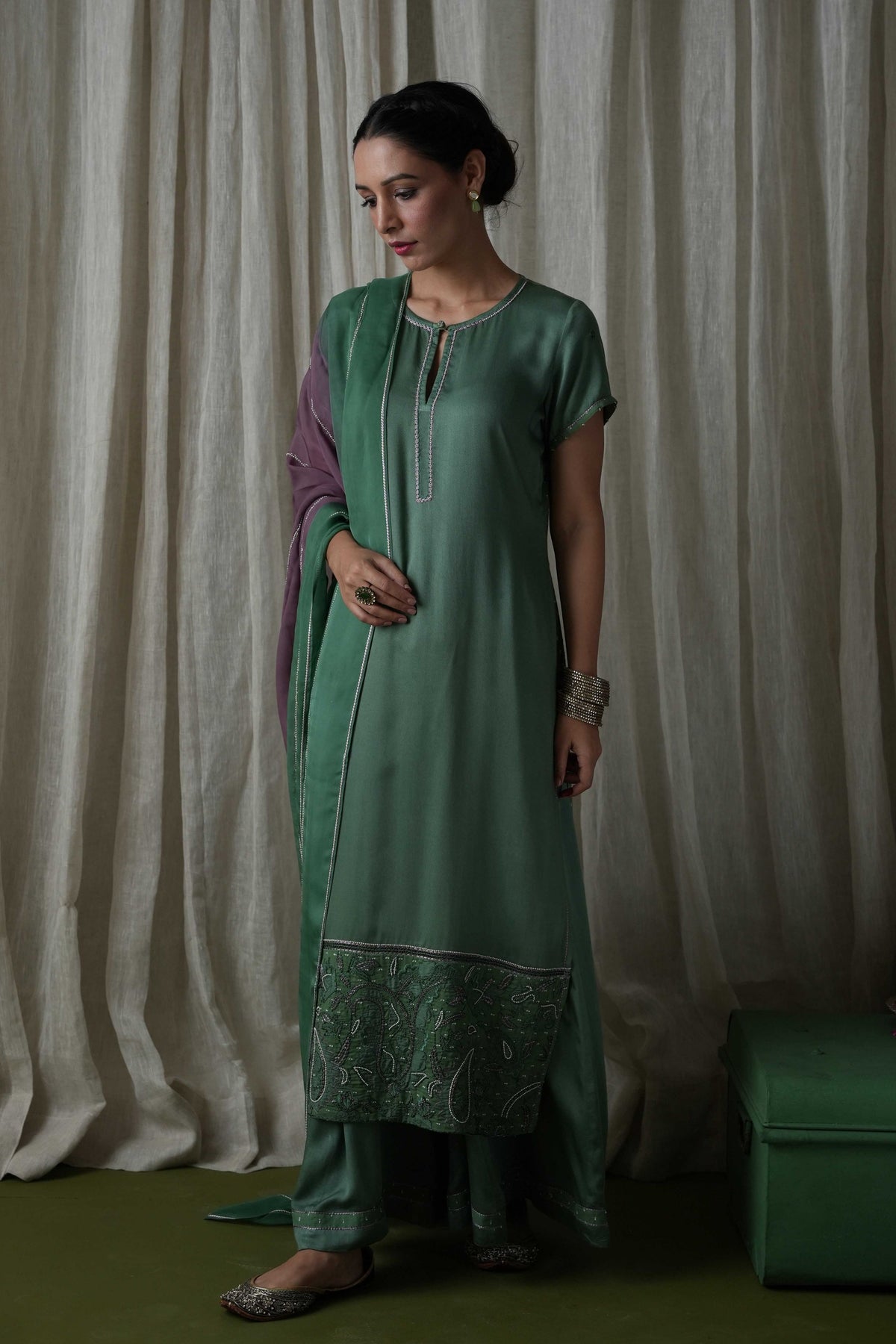 Peacock Green Kurta Set