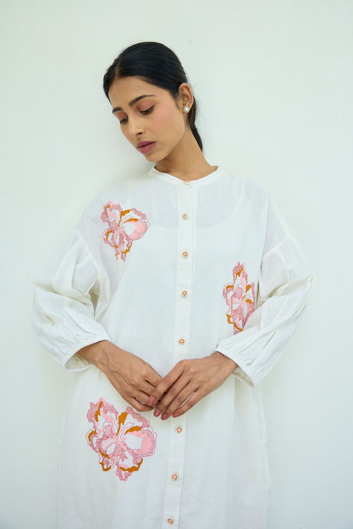 Embroidered White Cotton Tunic