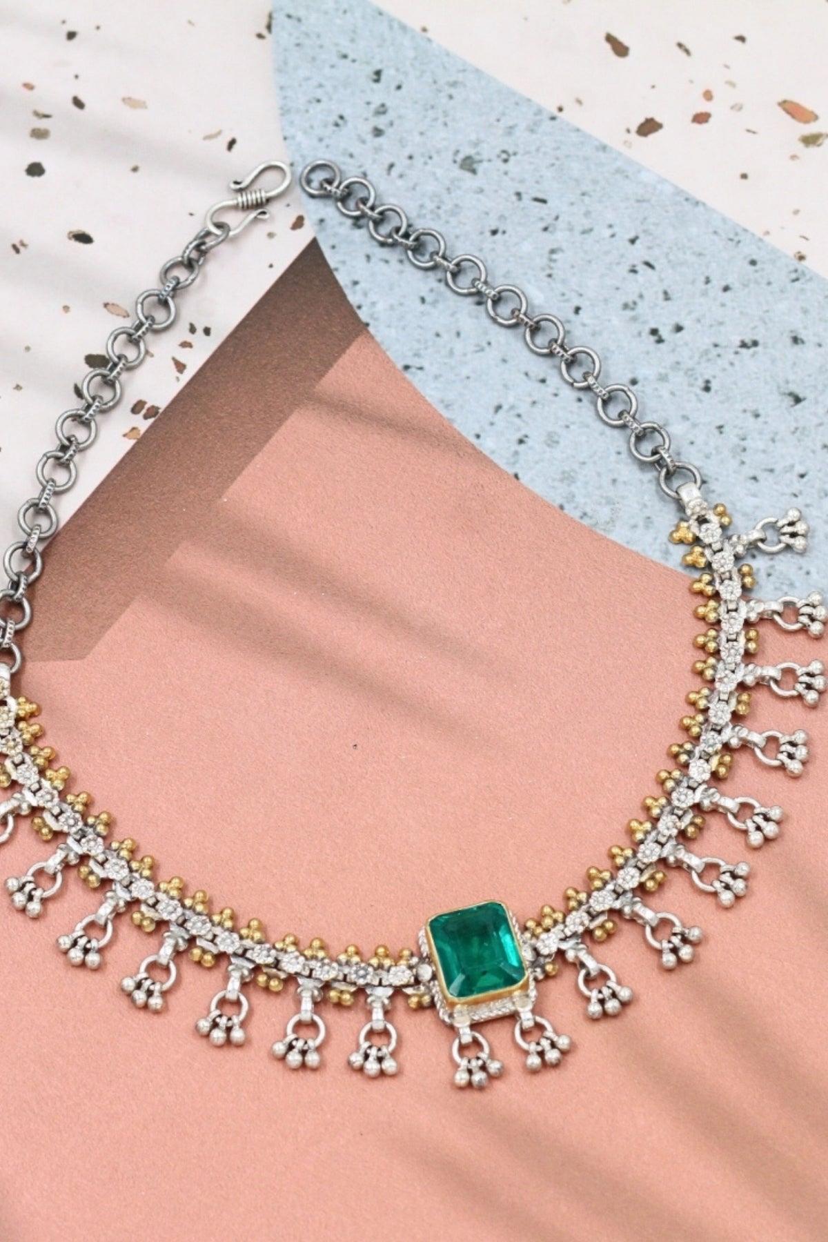 Silver Emerald Necklace