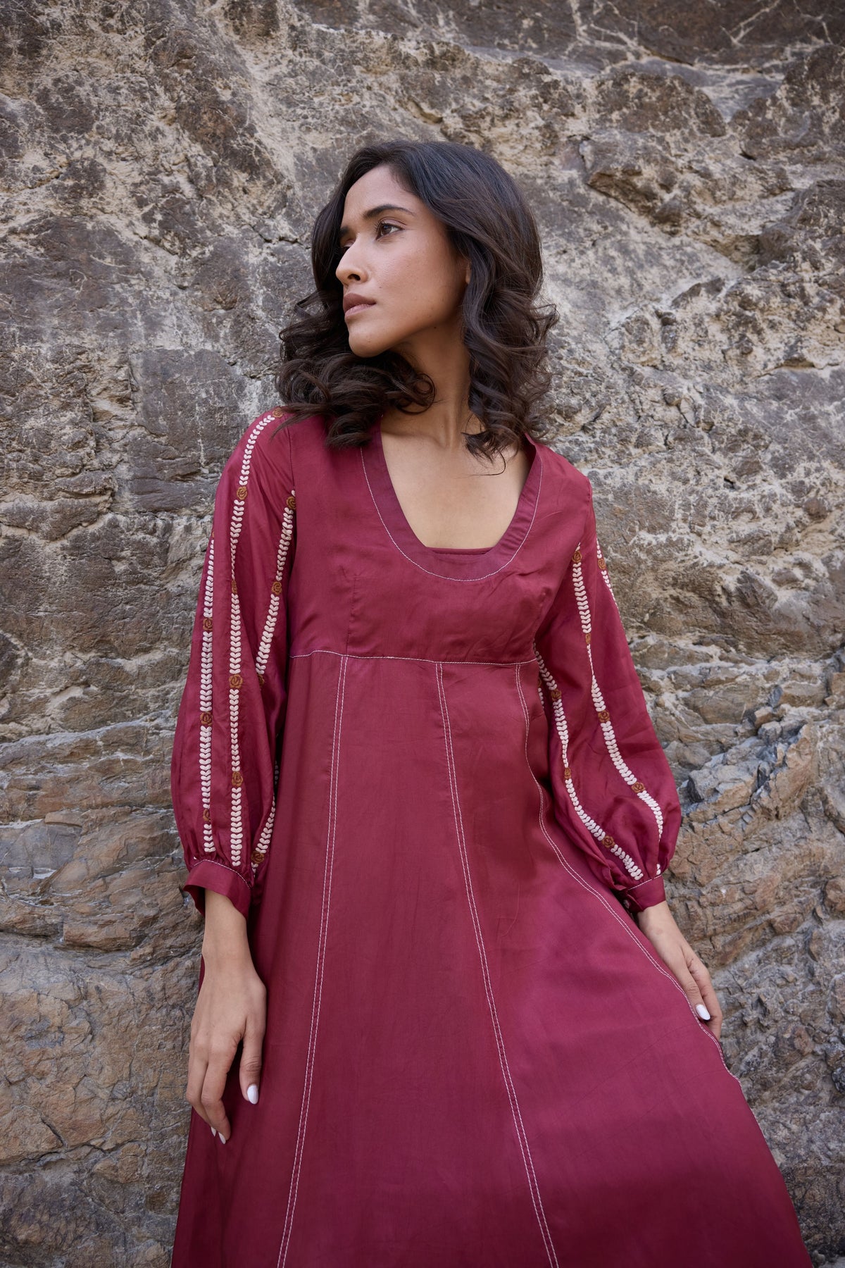 Burgundy Midi Dress