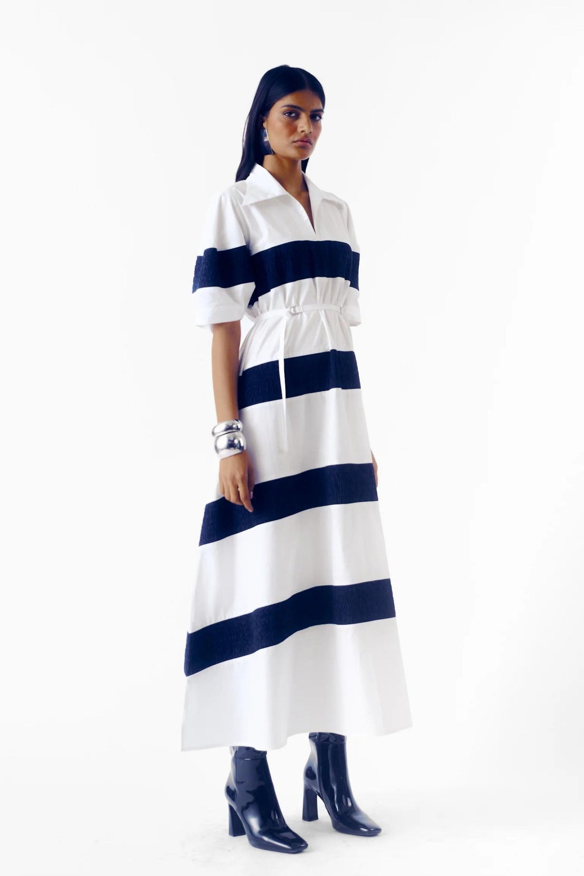 Stella Stripe Dress in White