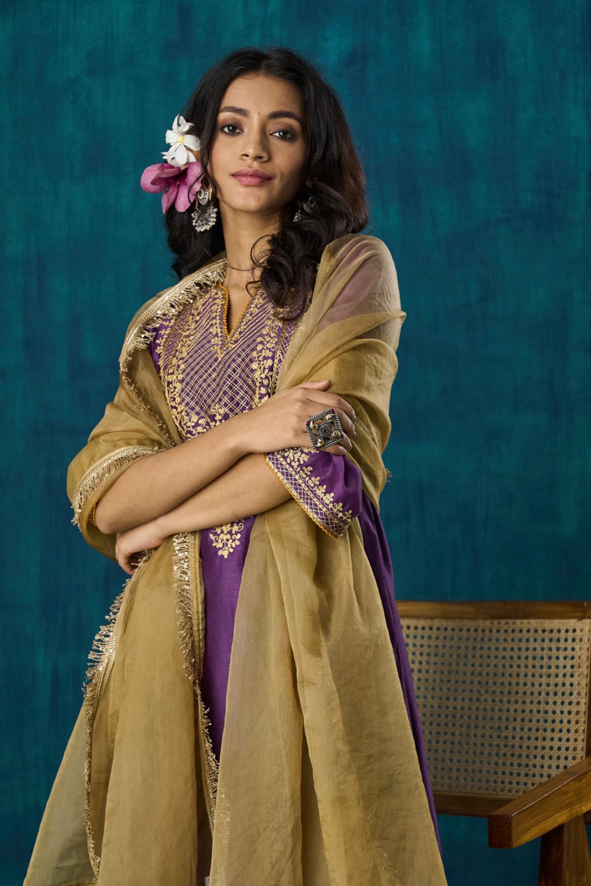 Purple Embroidered Kurta Sets