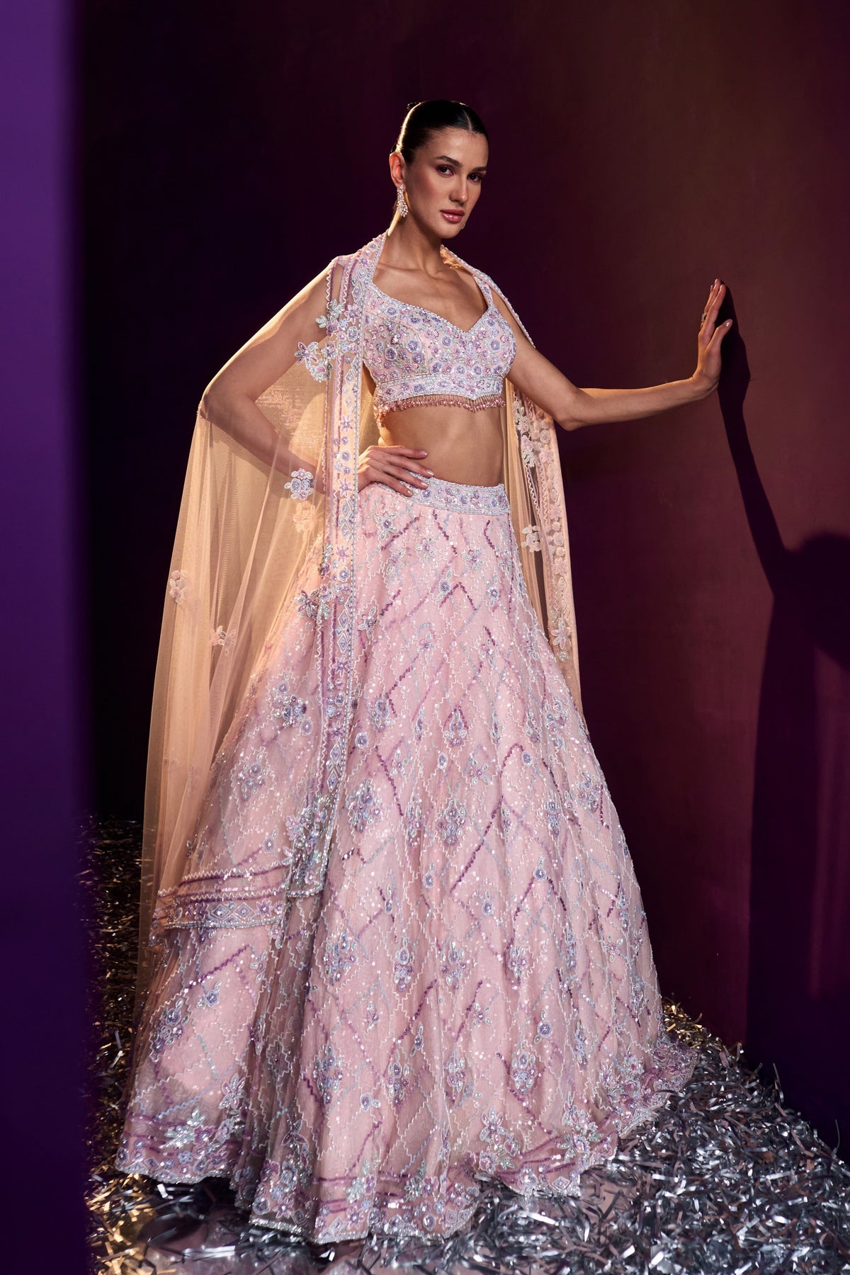 Pink Sequins Lehenga Set