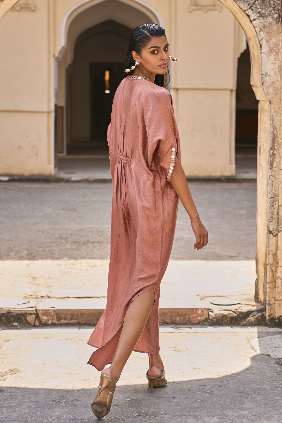 Rust Mirrorwork Kaftan