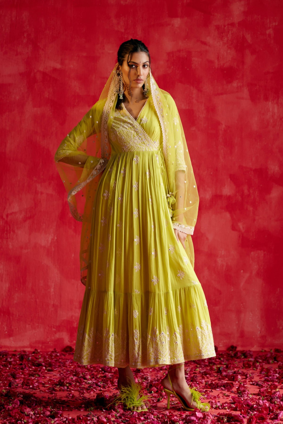 Neon Green Ambi Anarkali Set