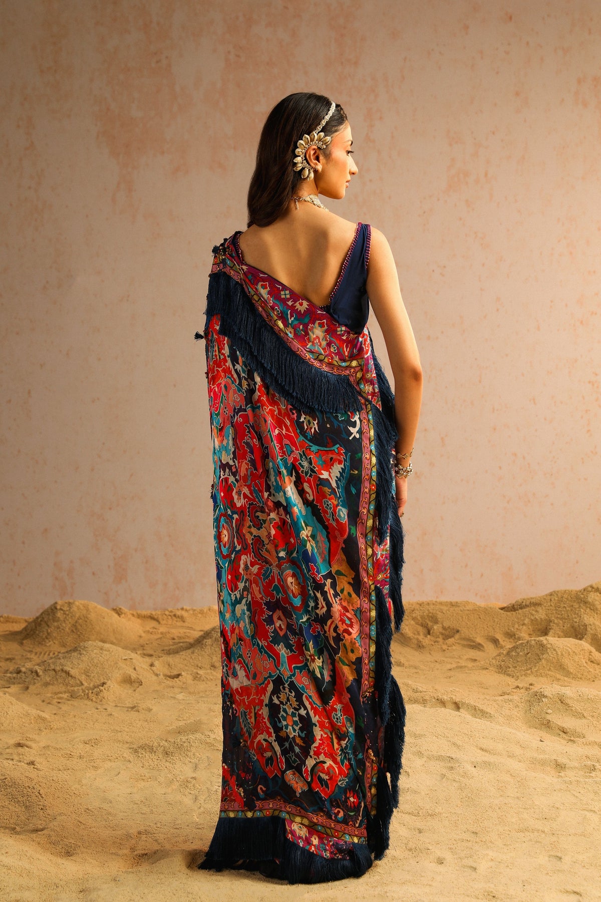 Blue Draped Saree