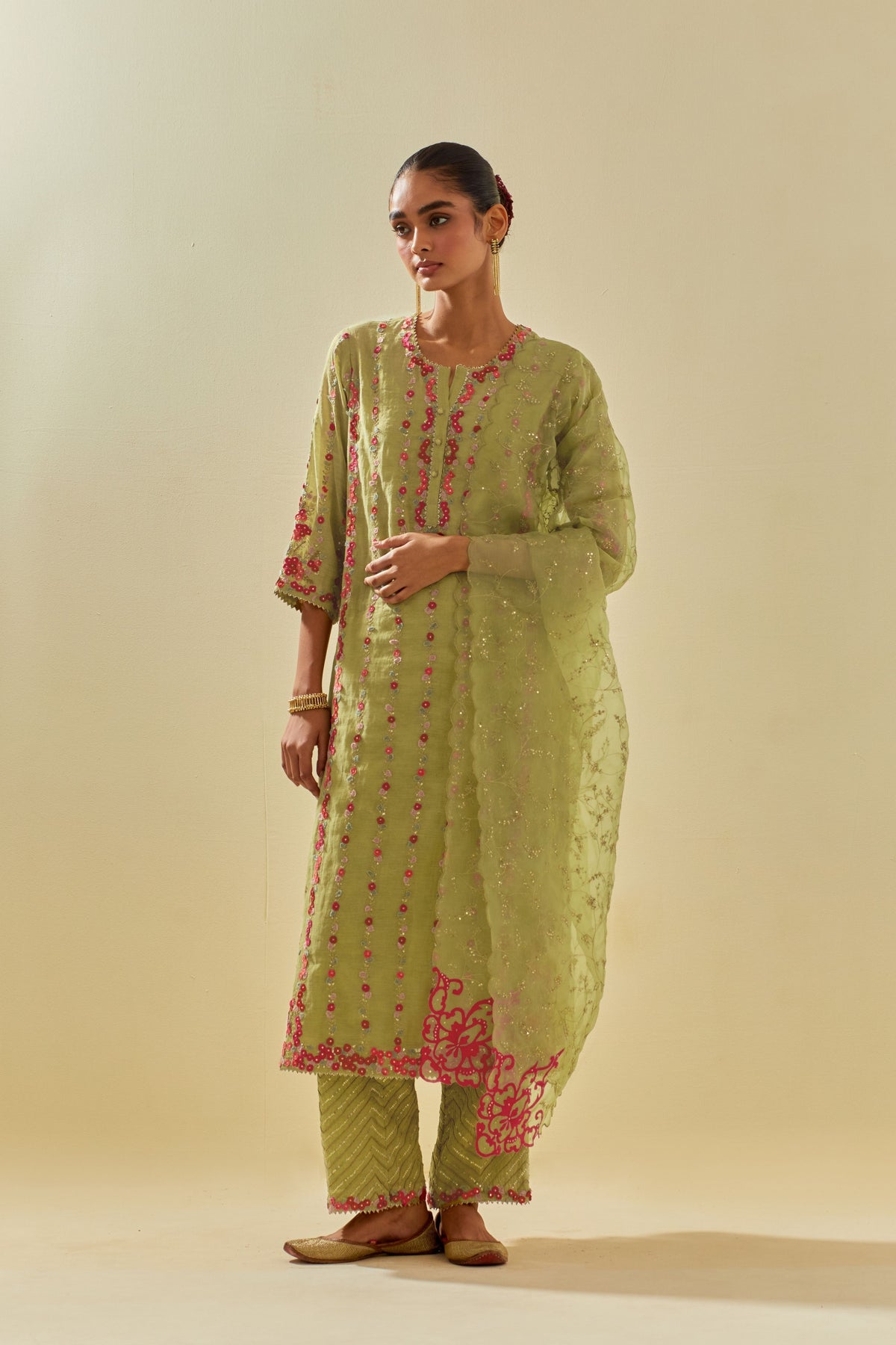 Green Staraight Kurta Set