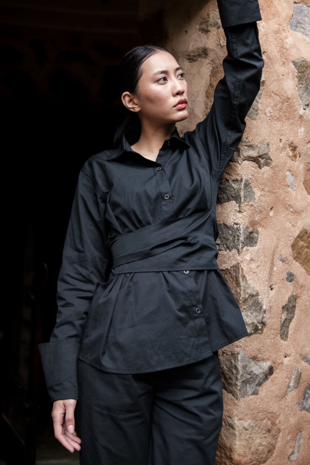 Black Nara Front Knot Shirt