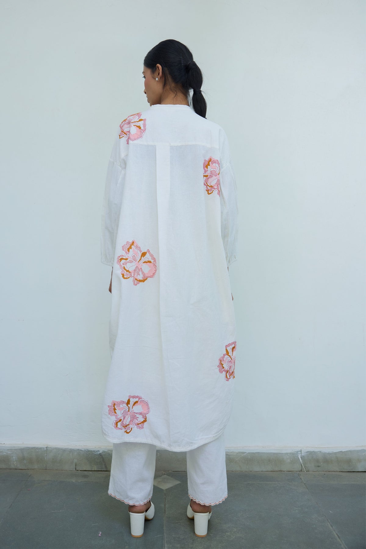 Embroidered White Cotton Tunic