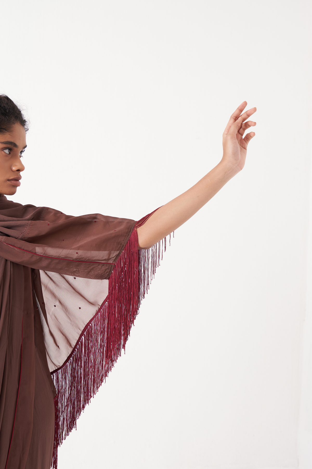 Rust Brown Drape Saree