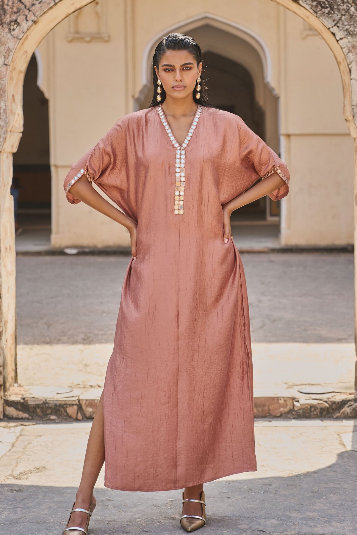 Rust Mirrorwork Kaftan