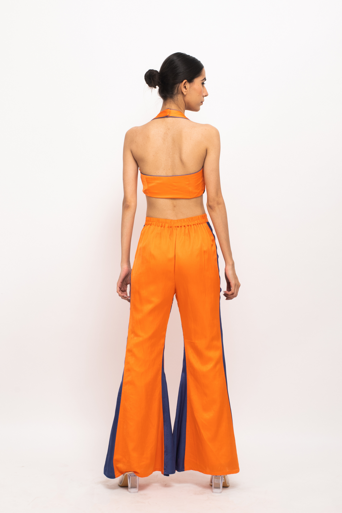 Orange and Blue Halter Neck Set