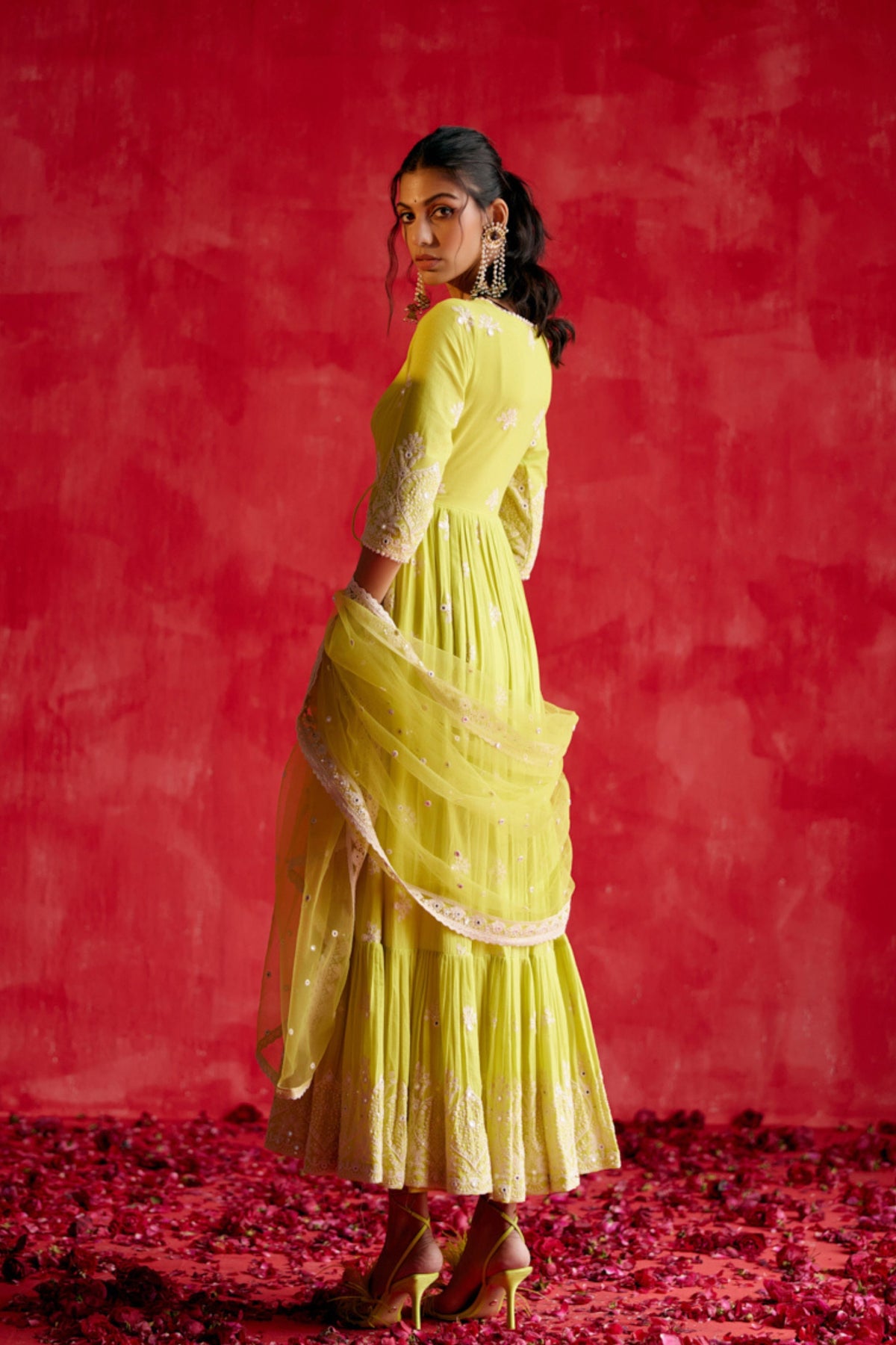 Neon Green Ambi Anarkali Set