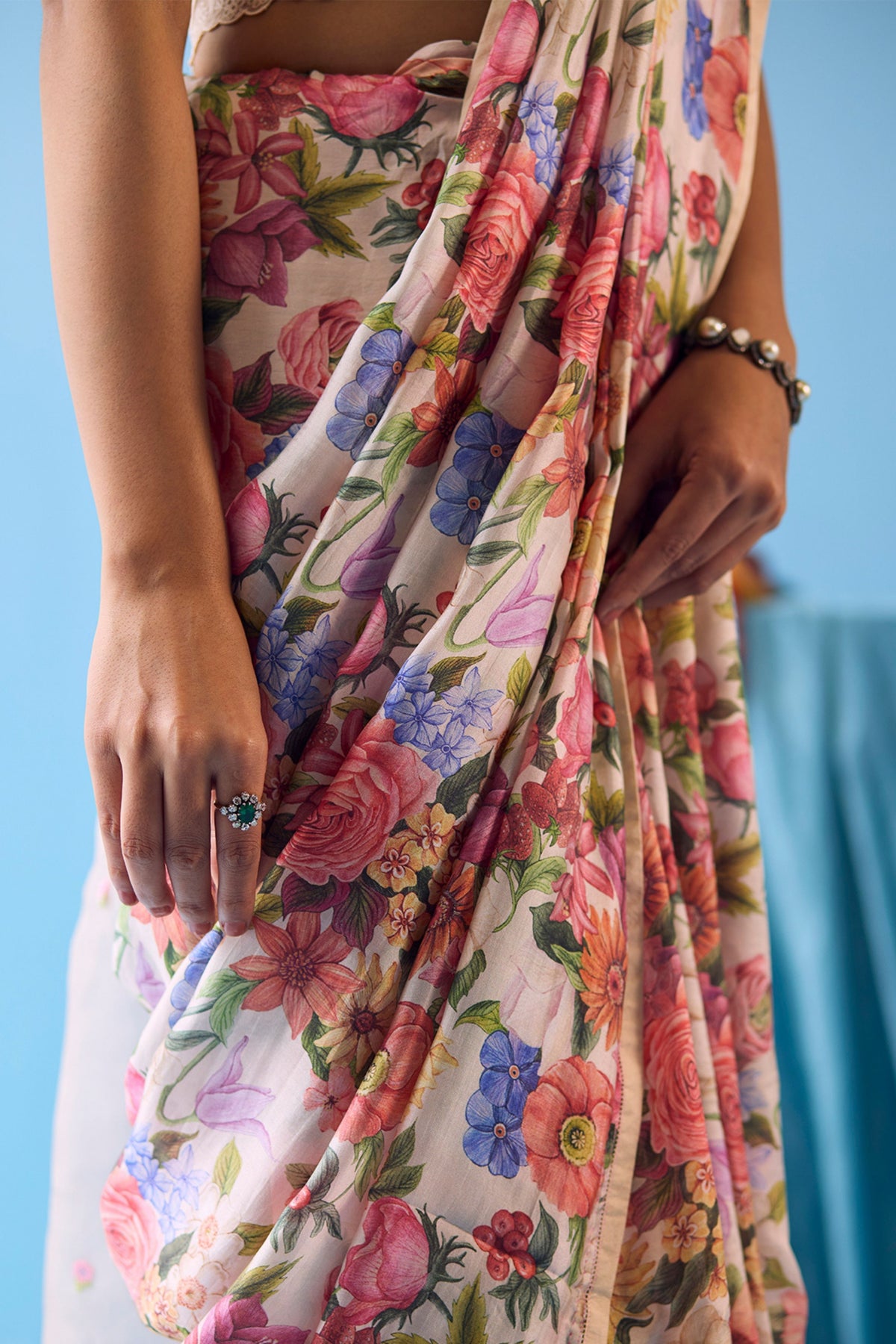 Whimsical Garden Beige Saree