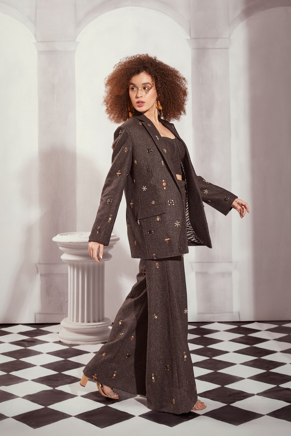 Jewelled 3 Pc Pantsuit Set