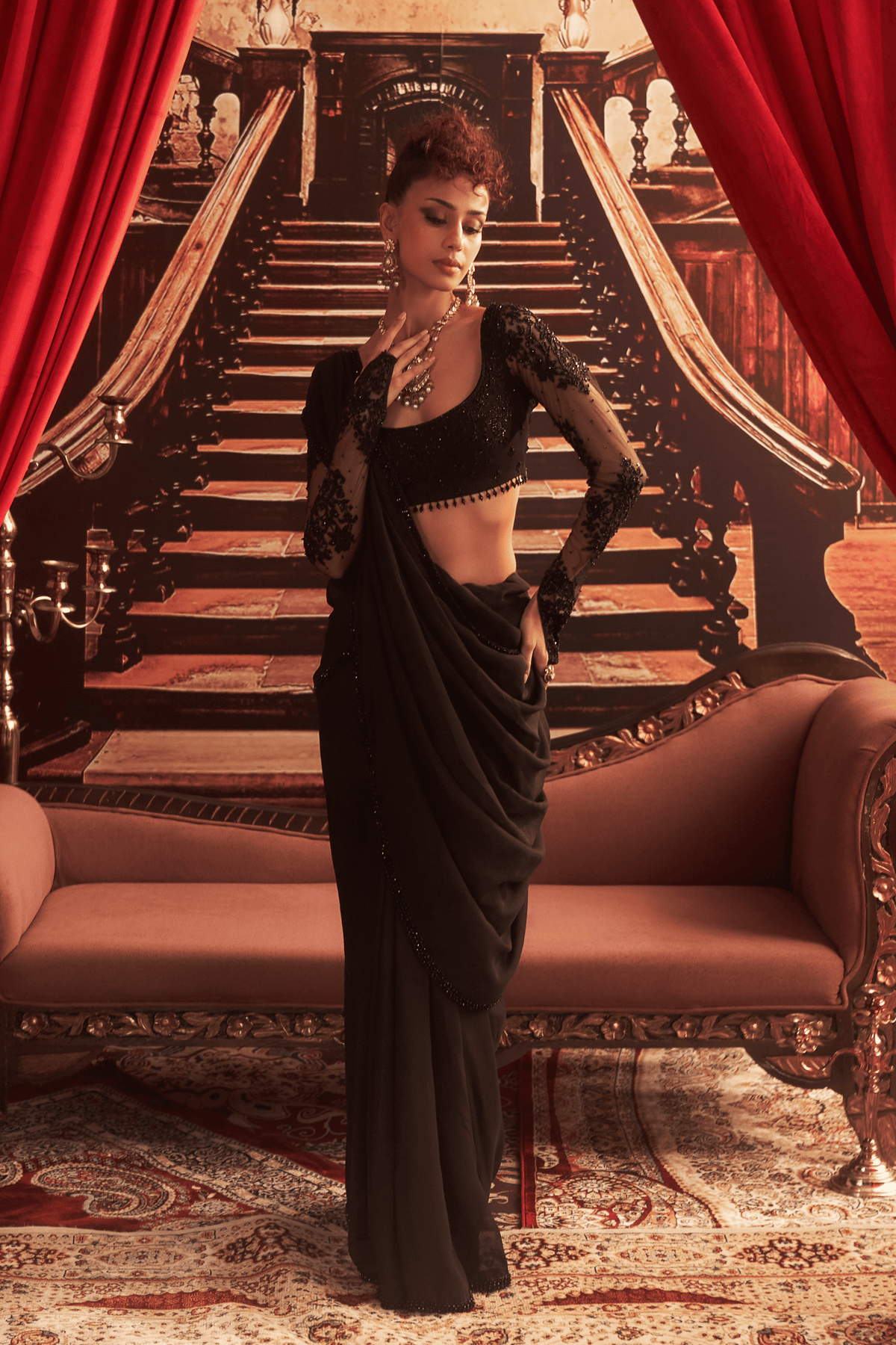 Black Saree Set