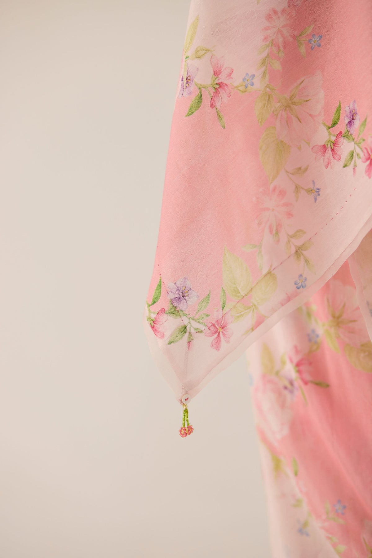 Pink Rose Garden Silk and Cotton Chanderi Sari