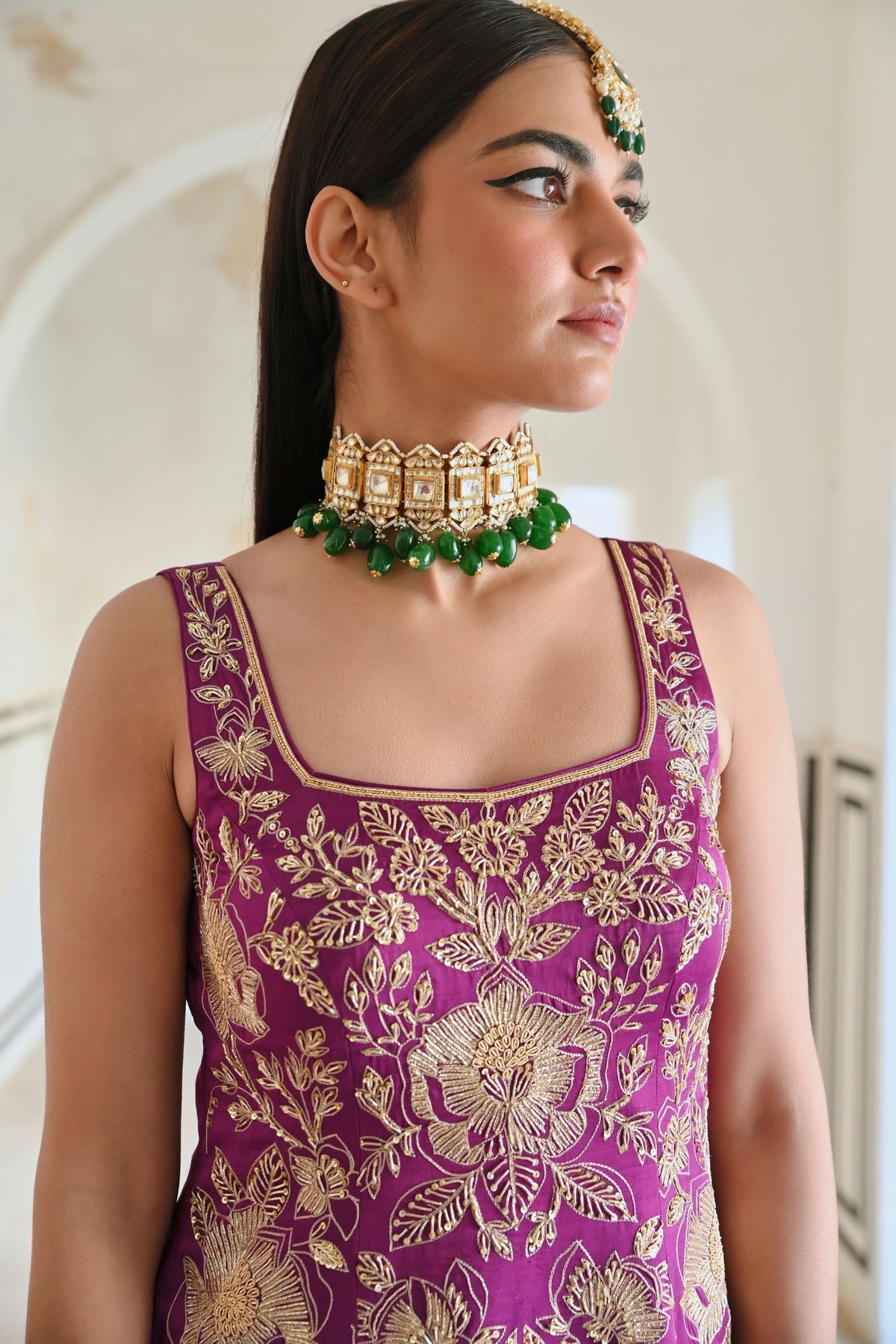 Purple Embroidered Kurta Set