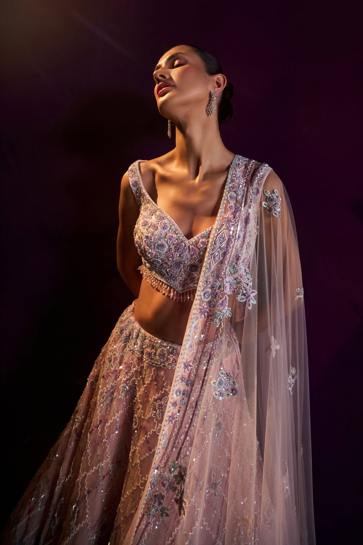 Pink Sequins Lehenga Set