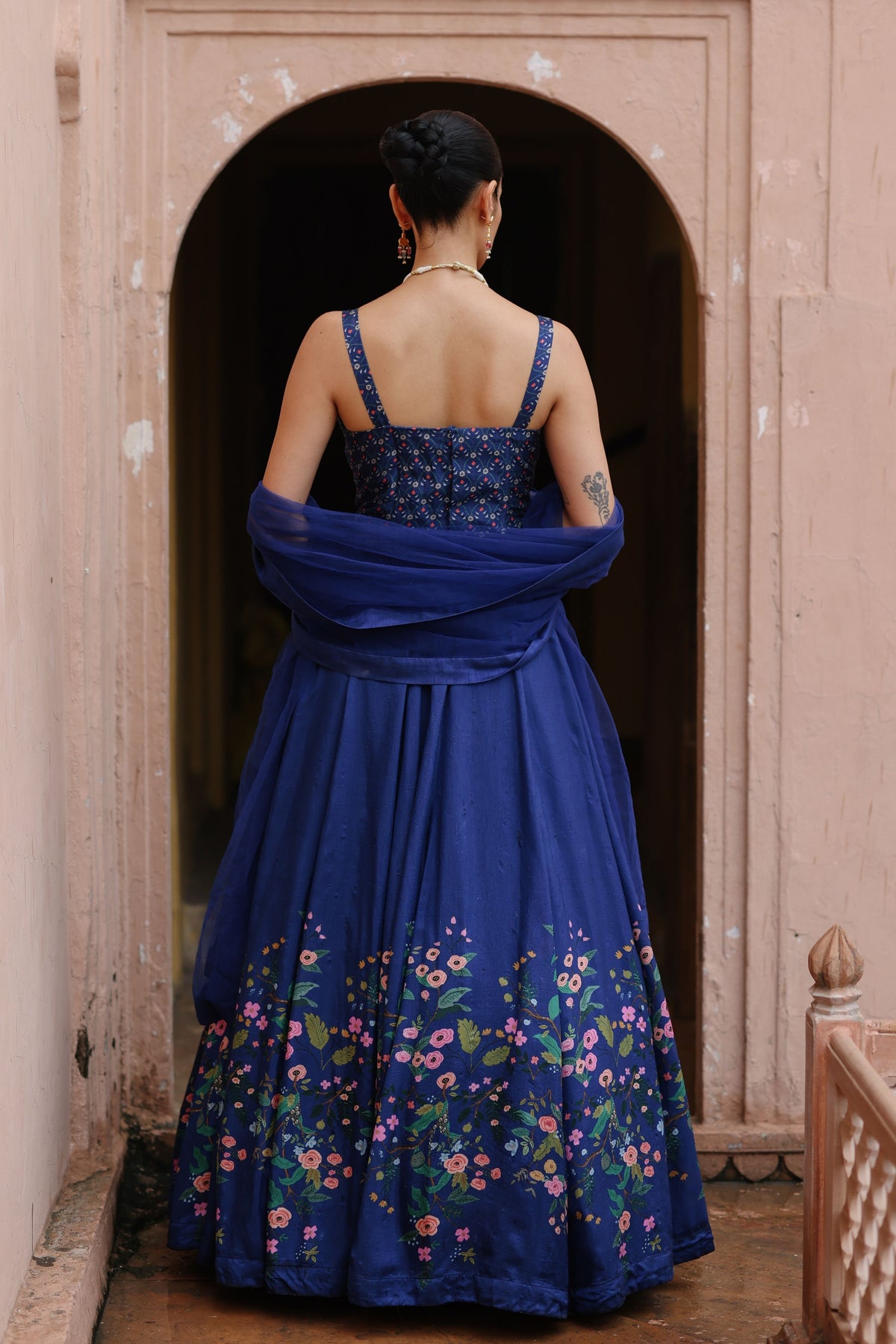 Blue Printed Lehenga Set