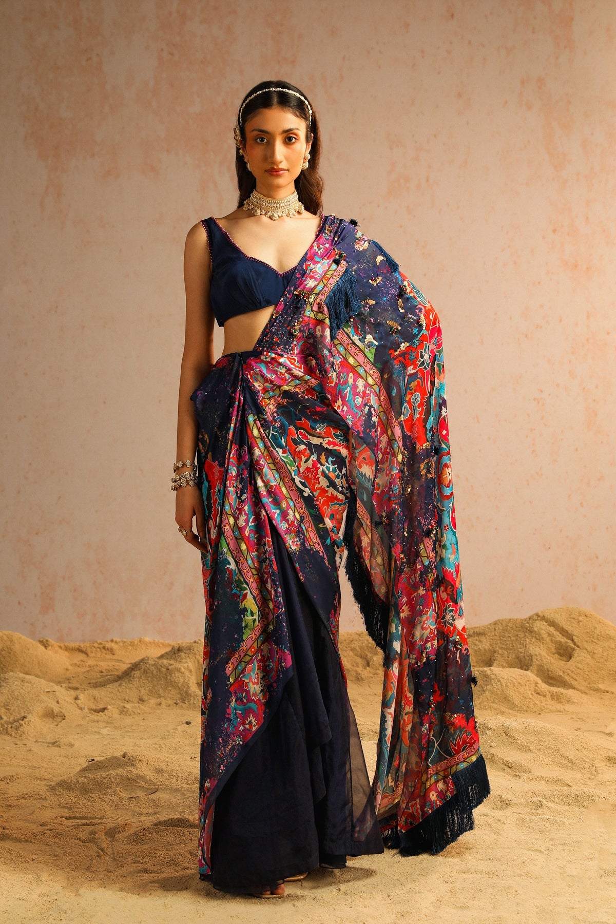 Blue Draped Saree