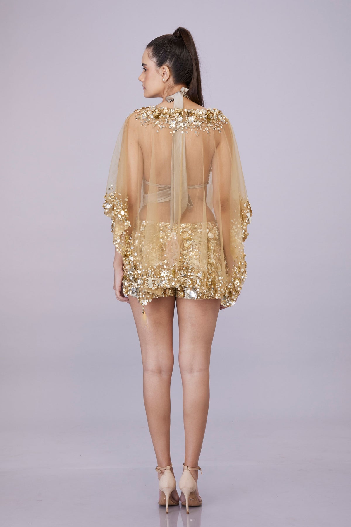 Gold Sequins-mirror Border Kaftan