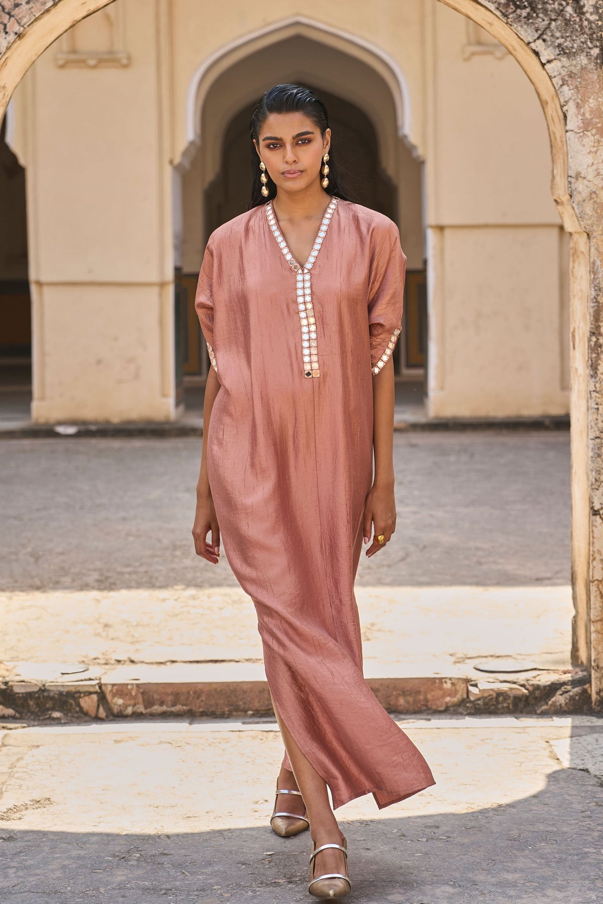 Rust Mirrorwork Kaftan