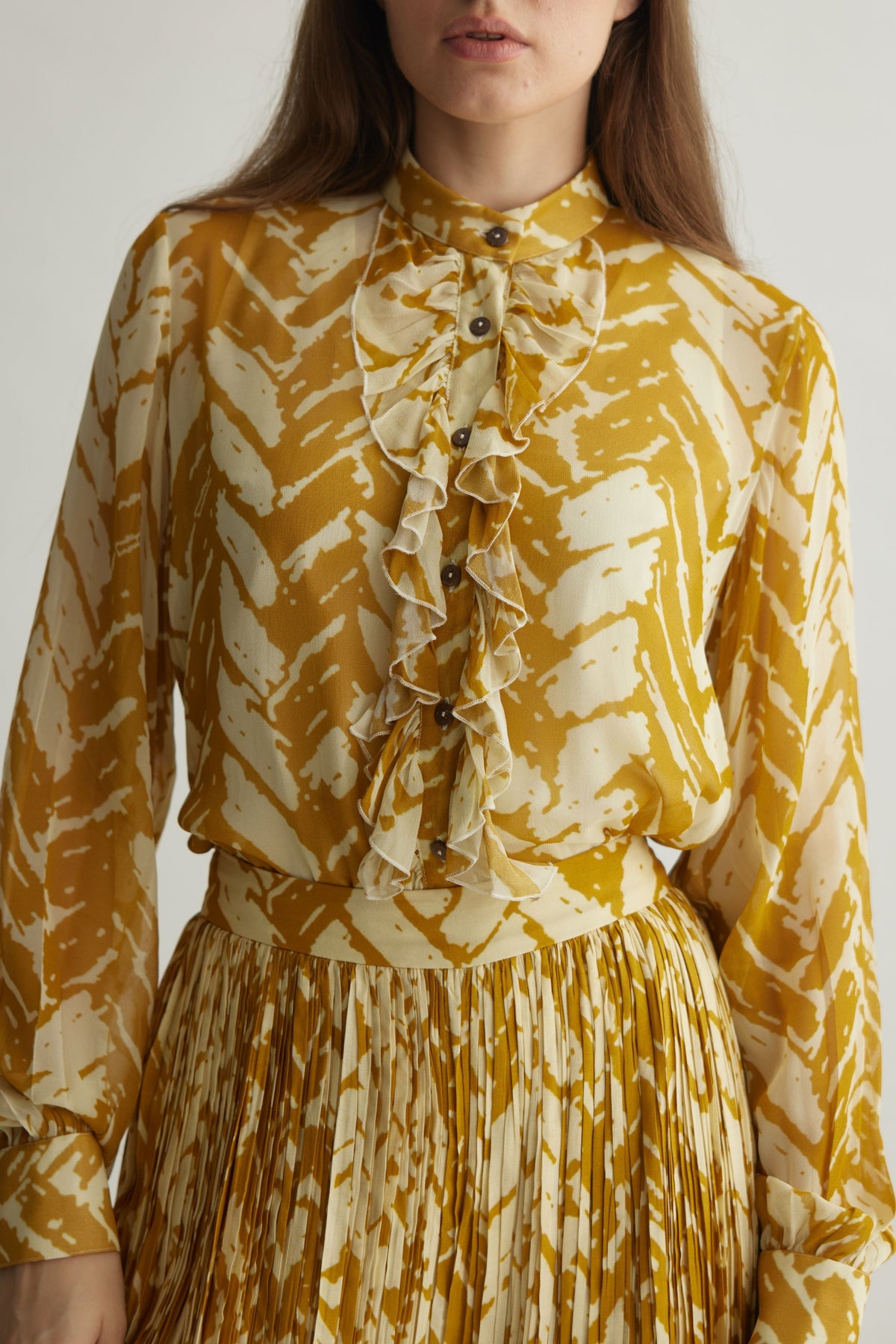 Mustard Chevron Frill Shirt