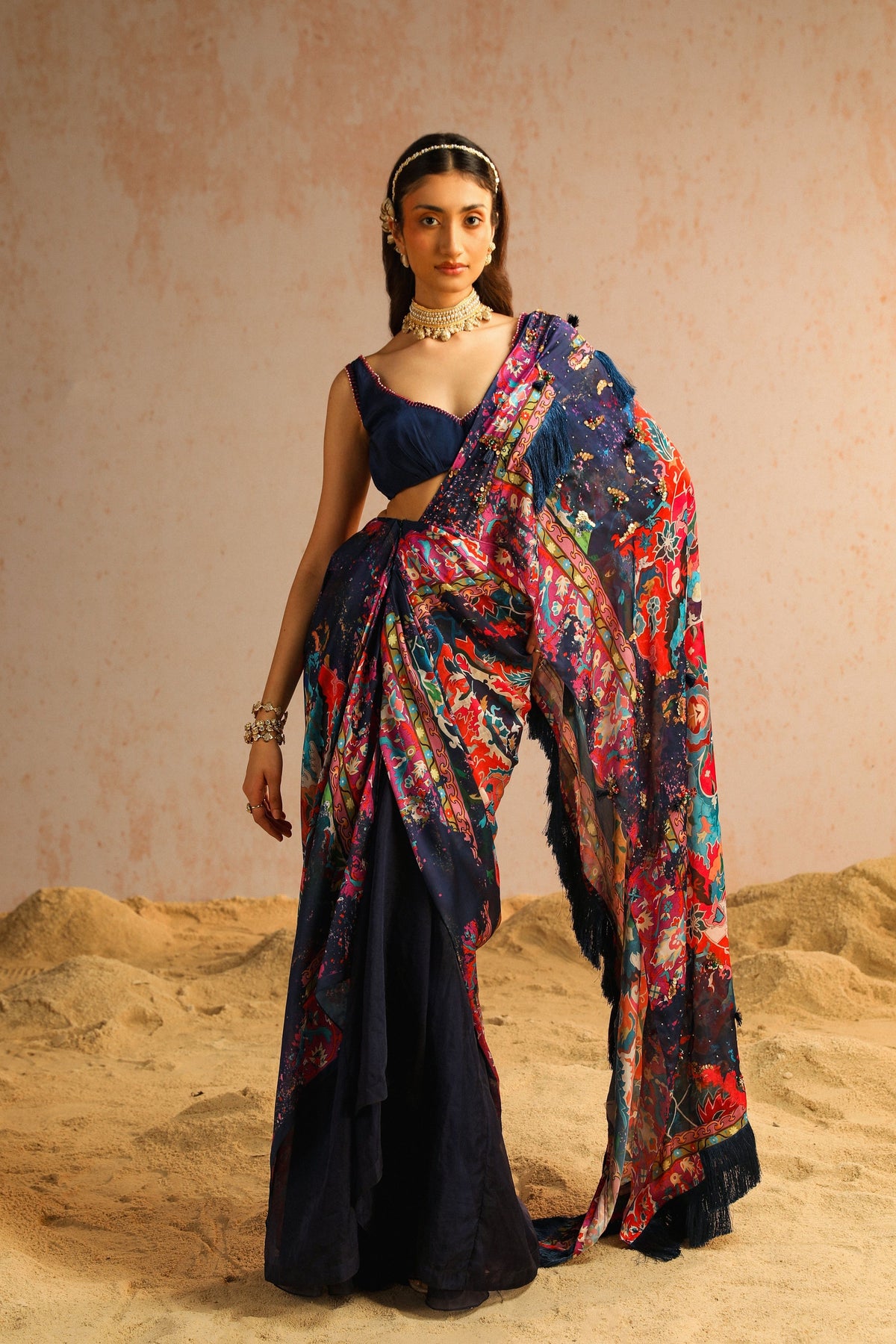 Blue Draped Saree