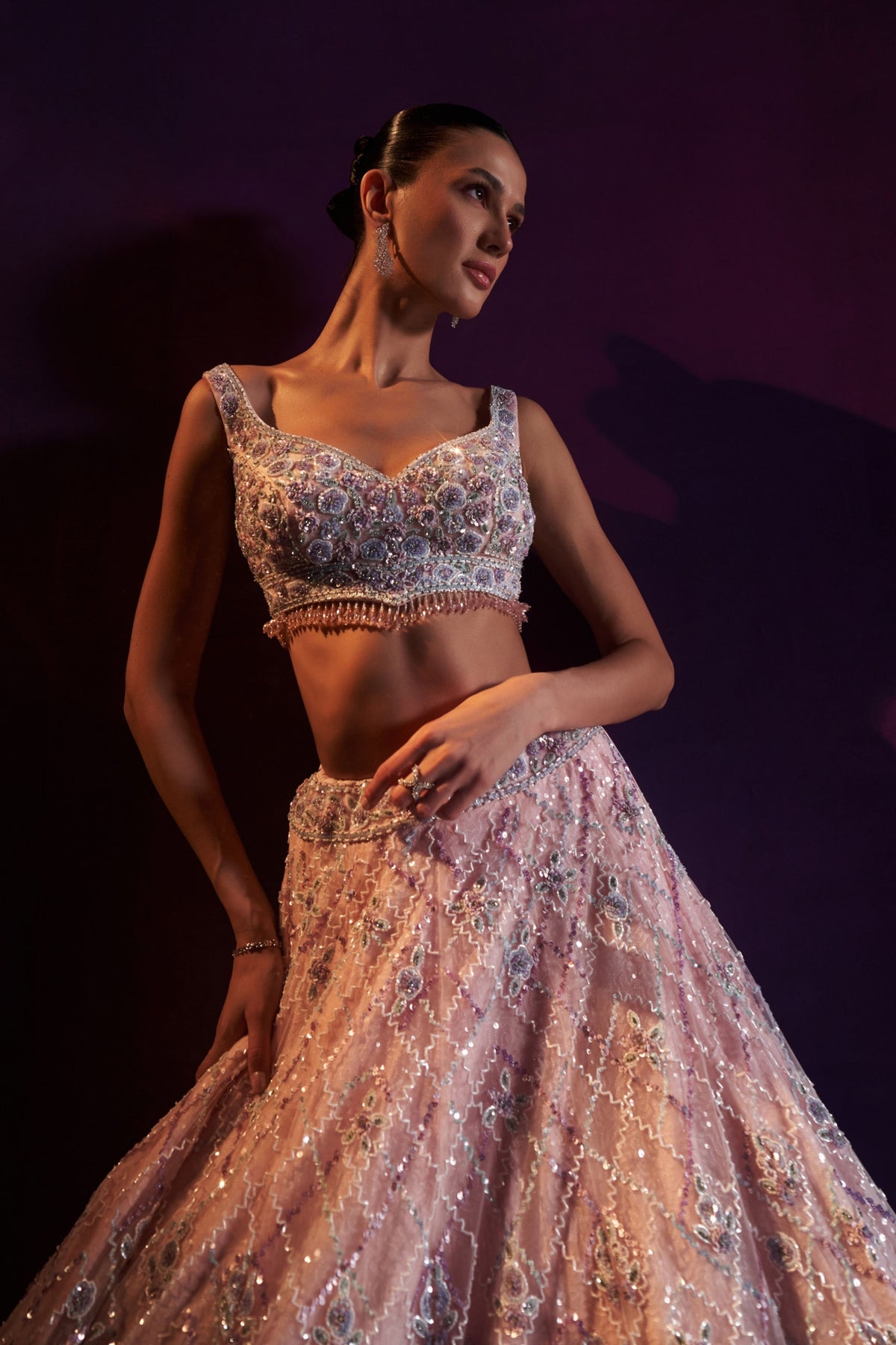 Pink Sequins Lehenga Set