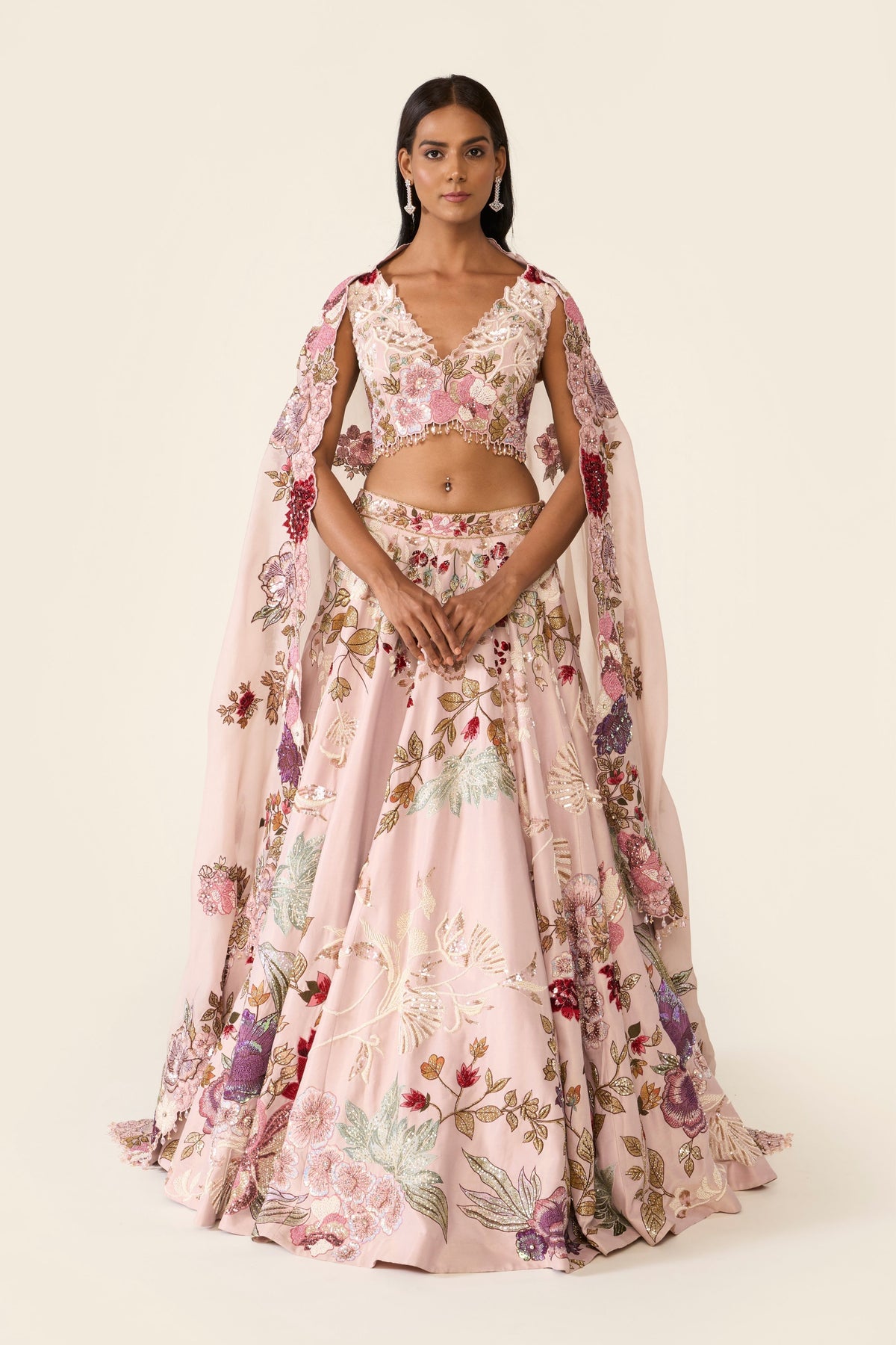 Pink Embroidered Lehenga Set