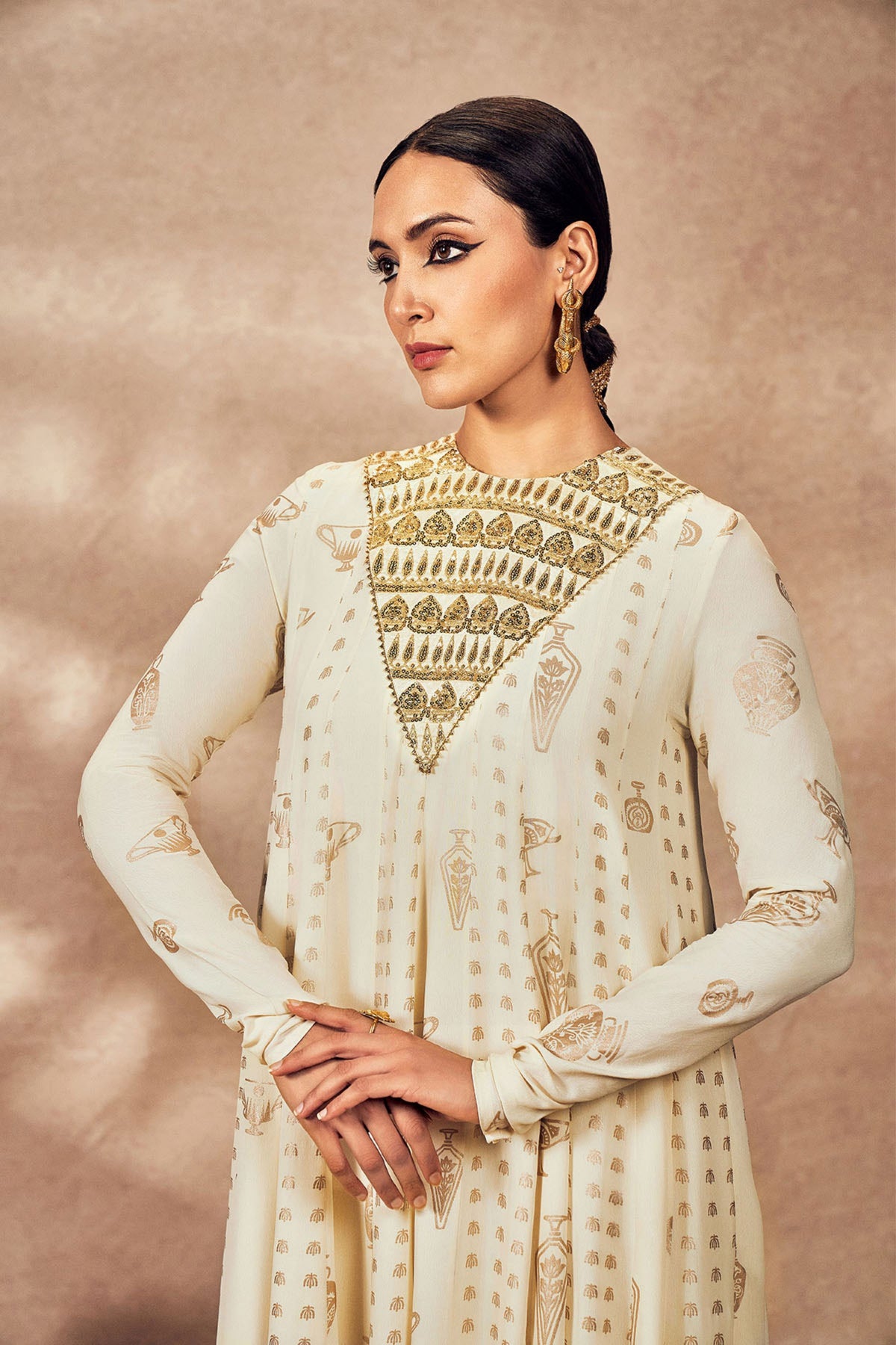 Ivory Potters Touch Anarkali Set