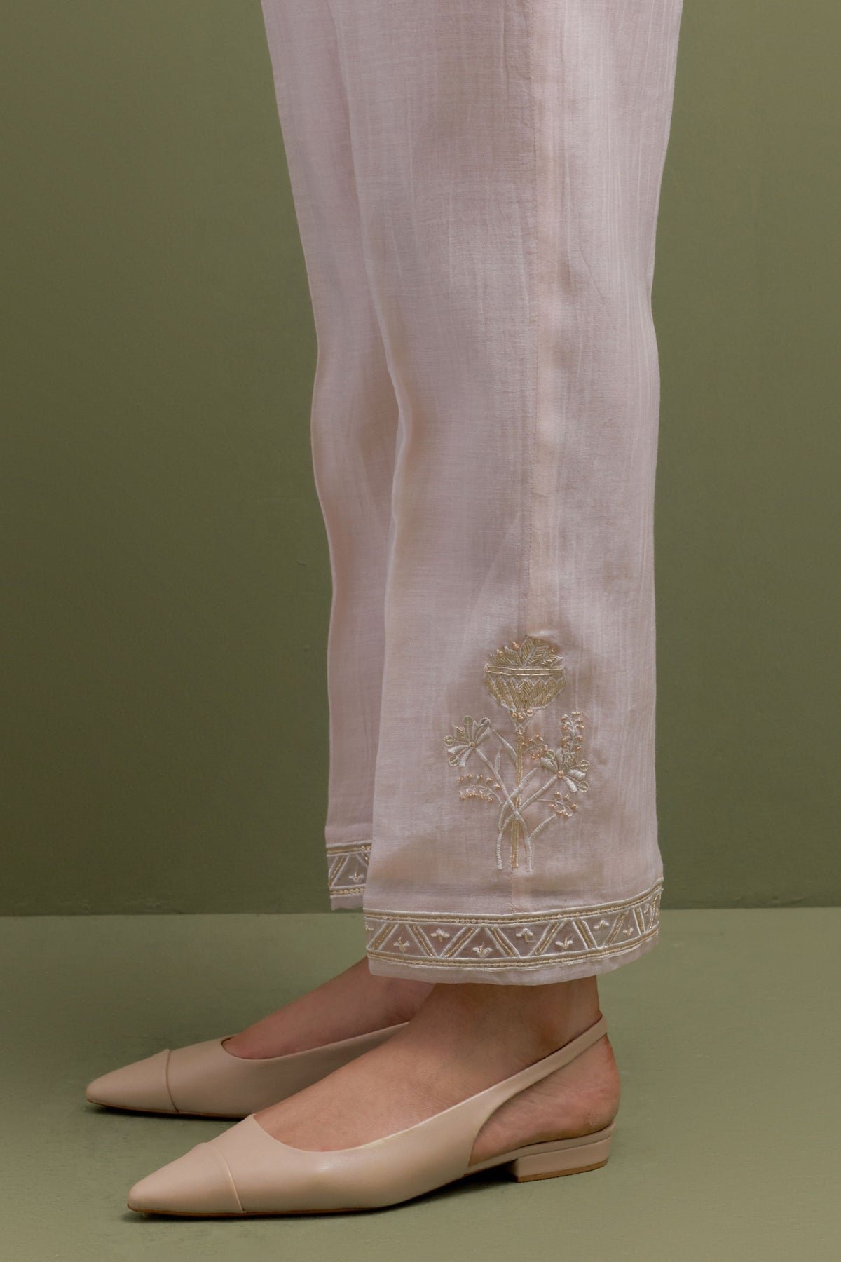 Pink Embroidered Gather Kurta Set With Dupatta