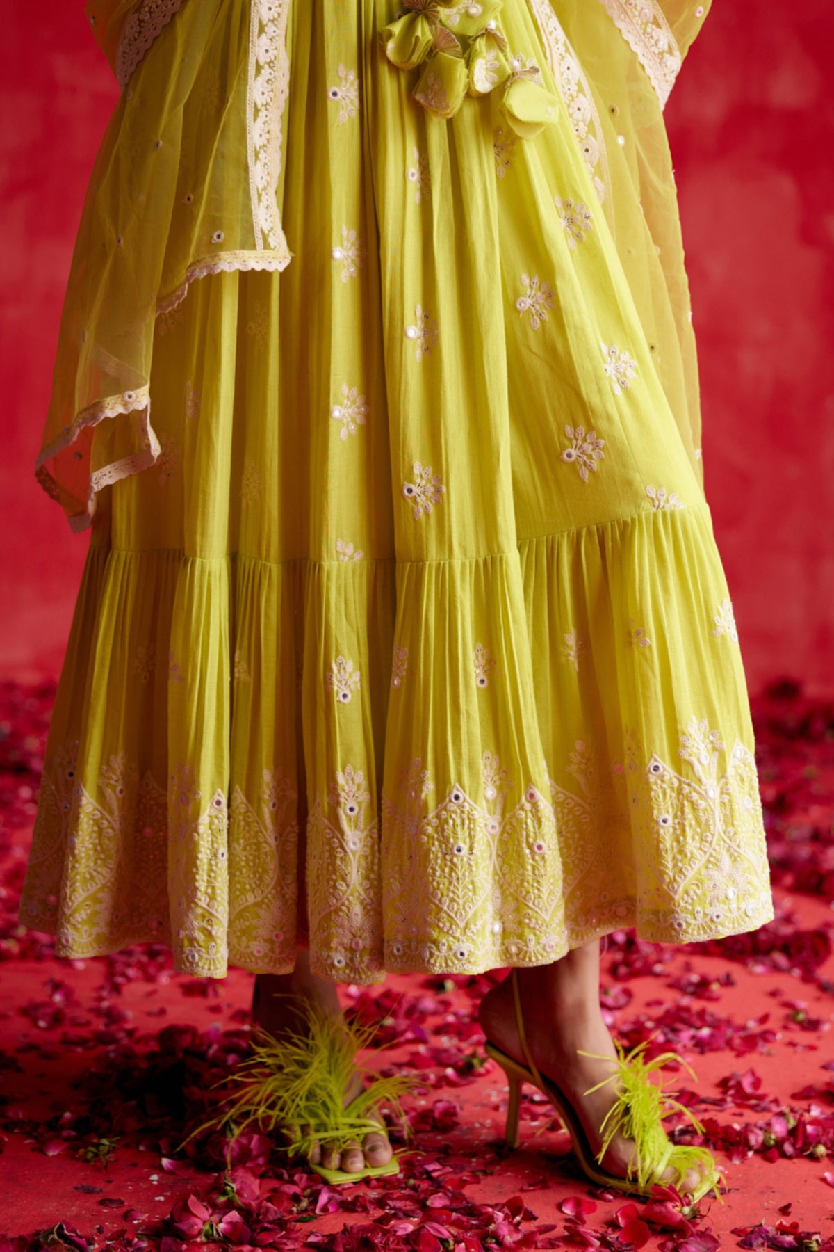 Neon Green Ambi Anarkali Set