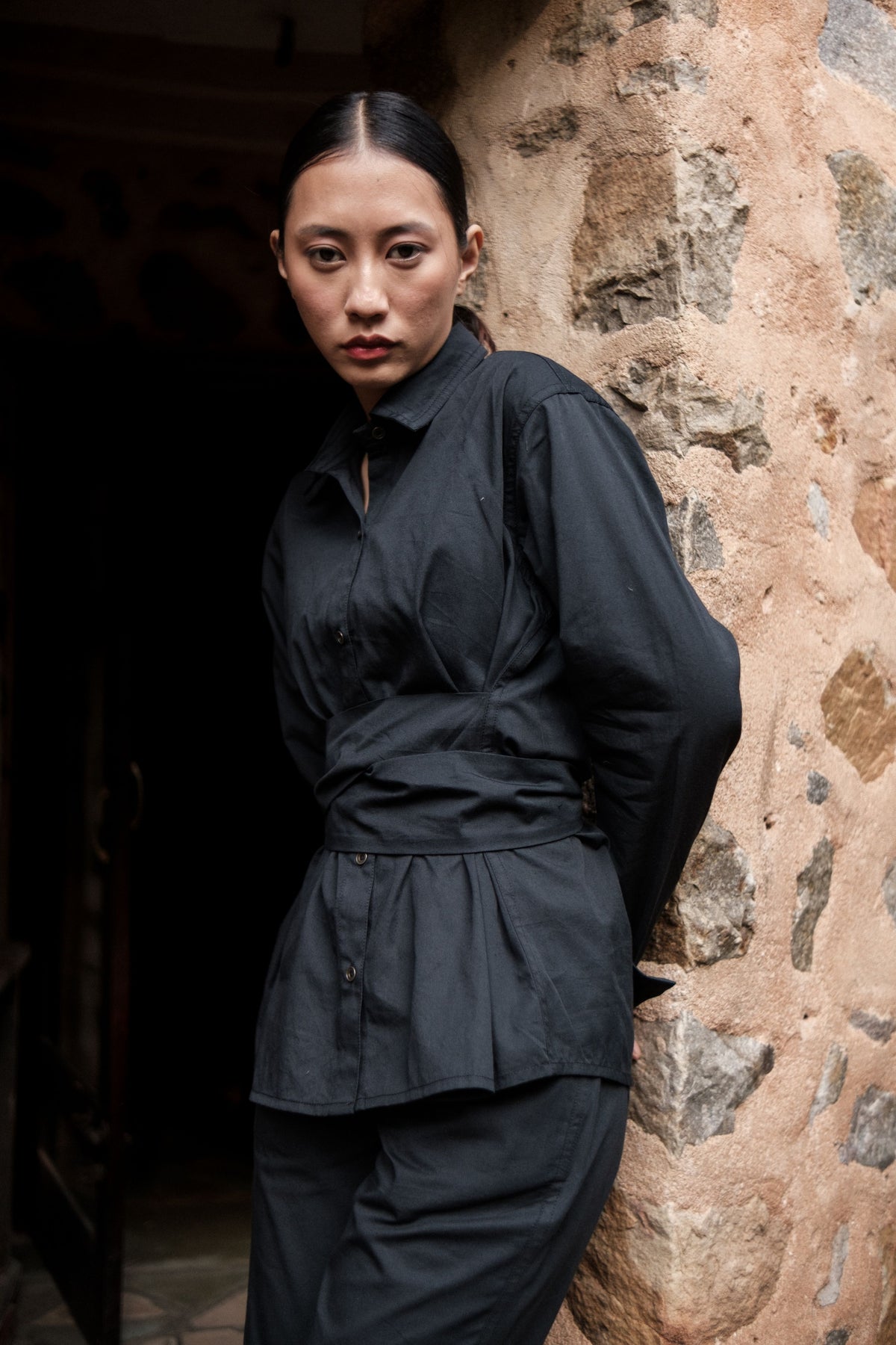 Black Nara Front Knot Shirt