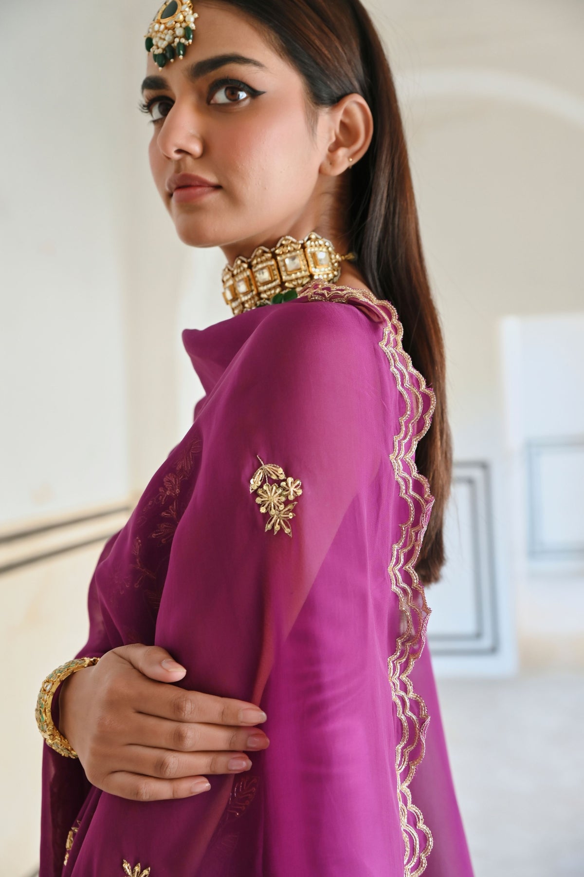 Purple Embroidered Kurta Set