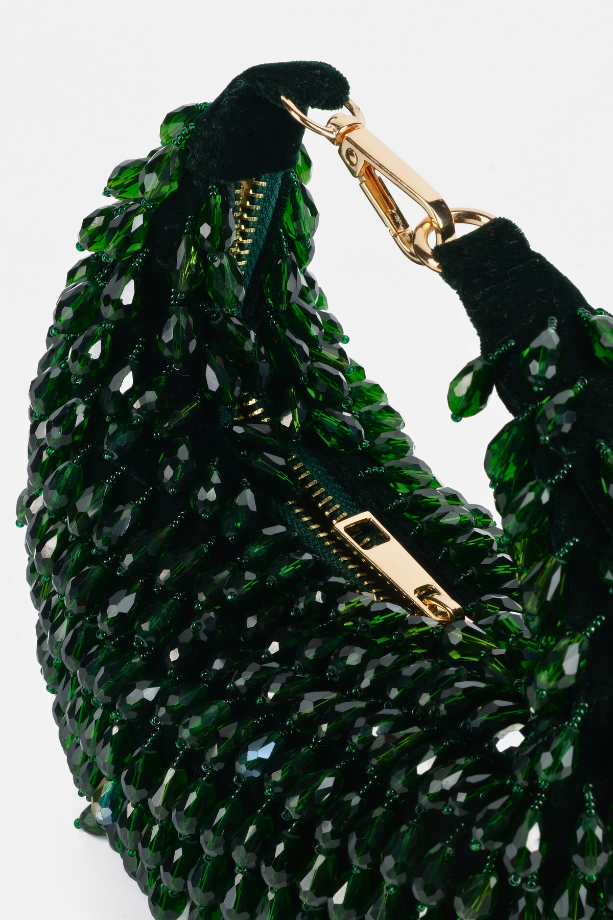 Ophelia Green Embellished Hobo Bag