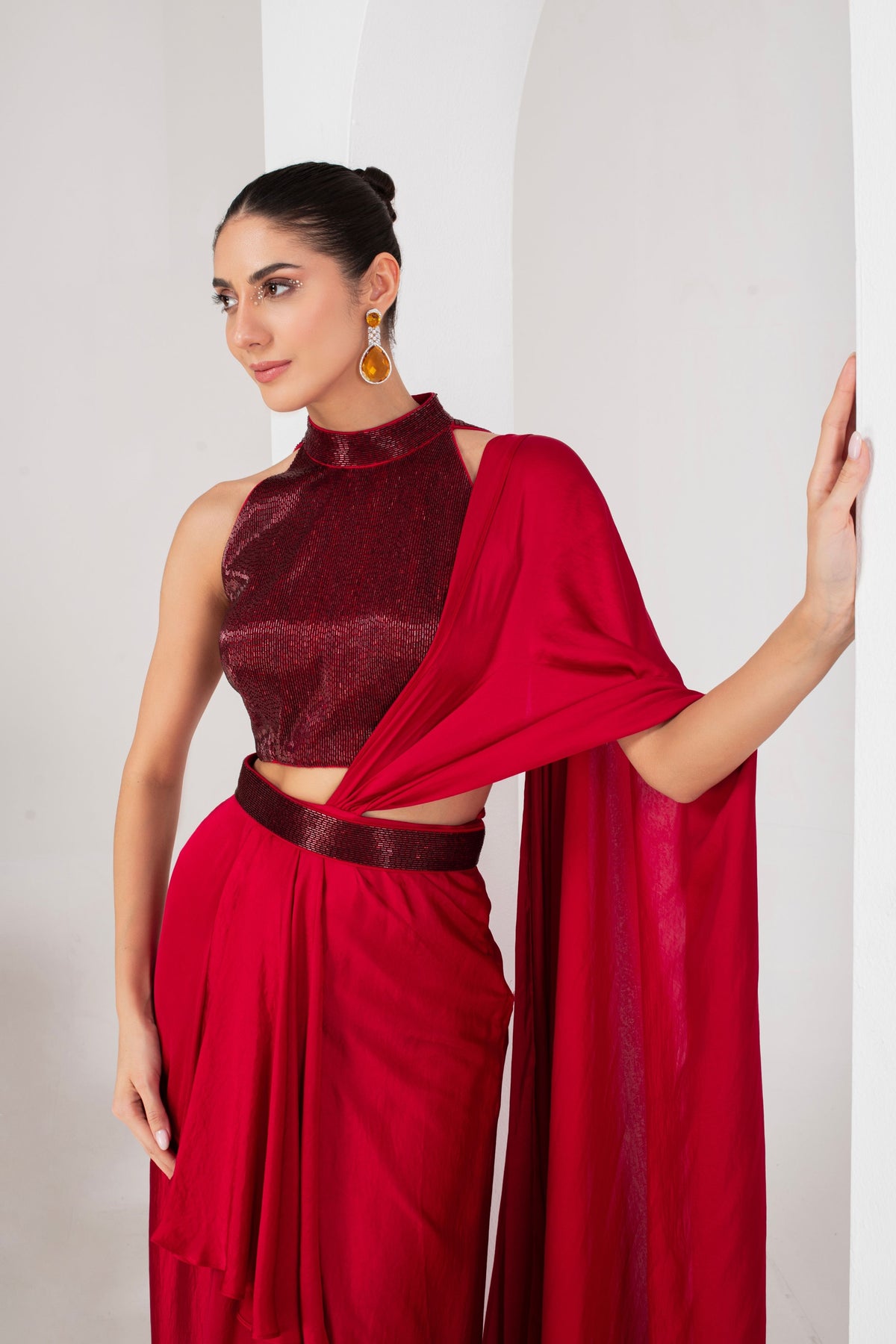 Red Nalki Drape Saree