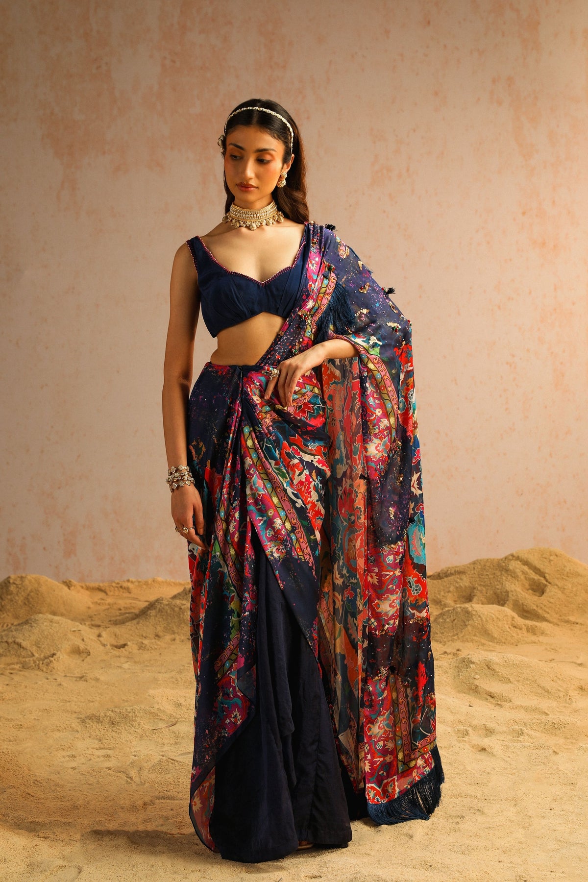 Blue Draped Saree