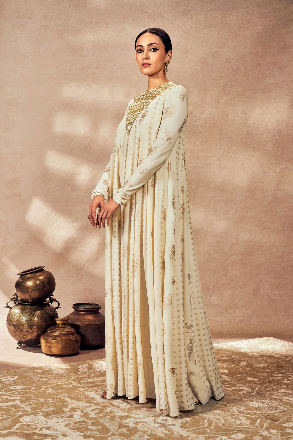 Ivory Potters Touch Anarkali Set