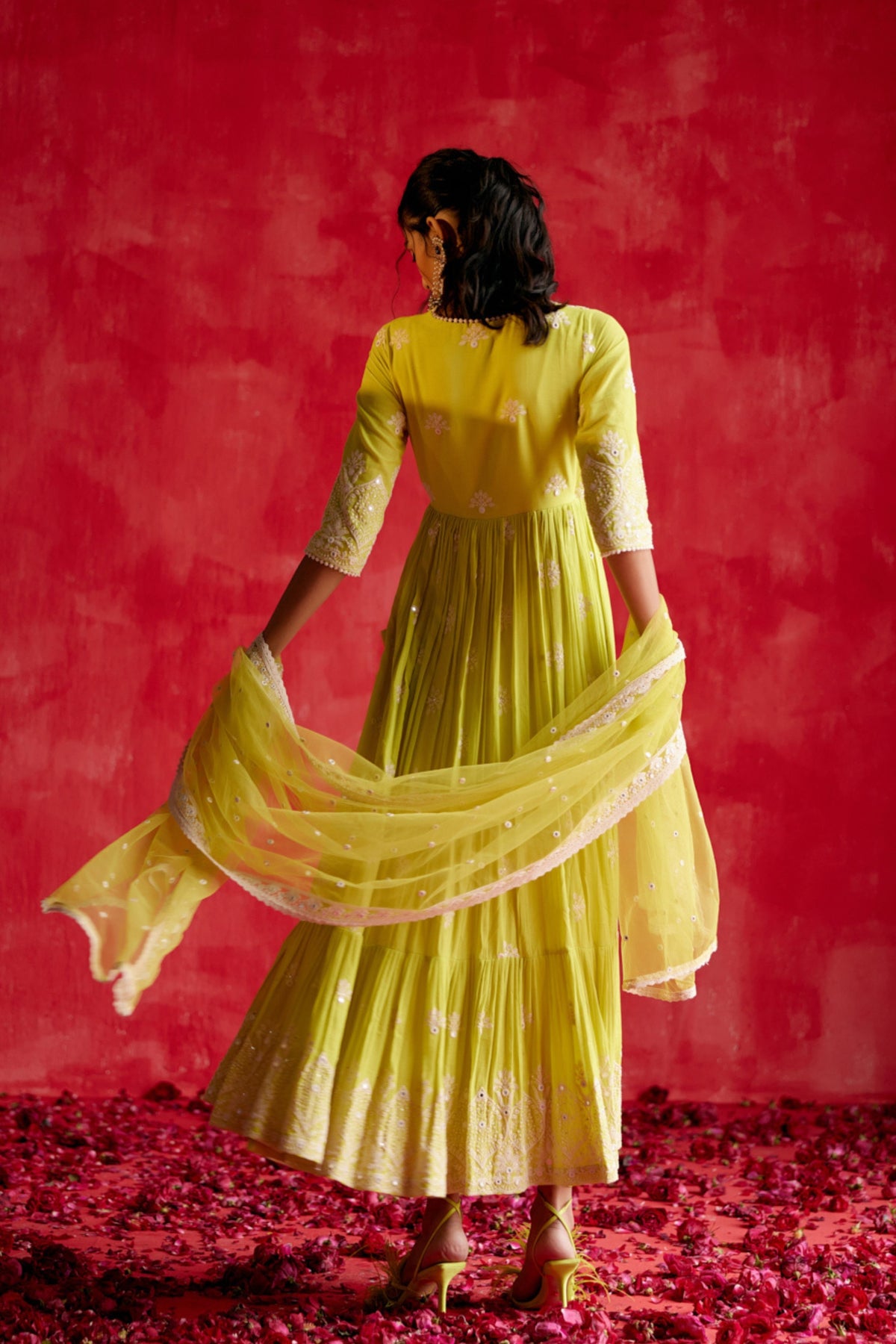 Neon Green Ambi Anarkali Set