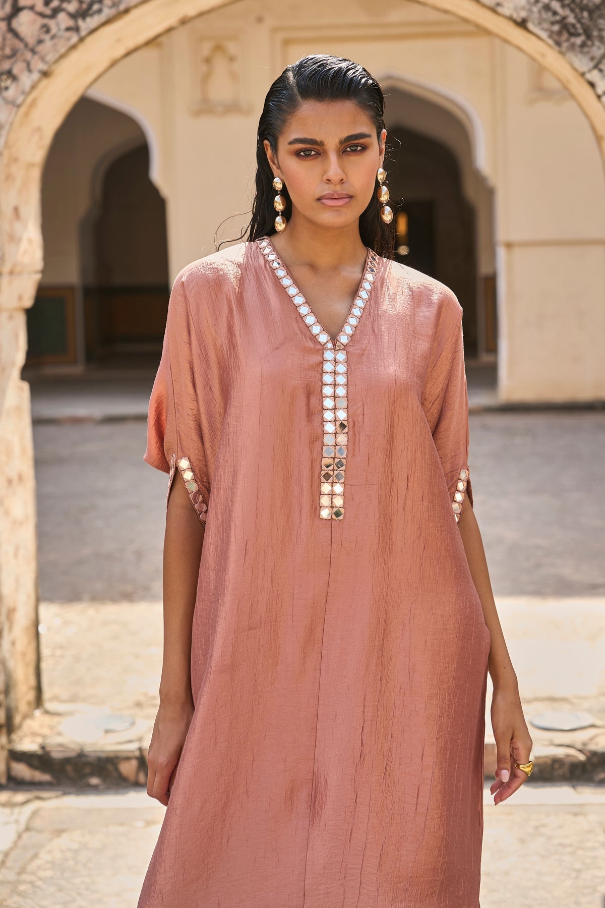 Rust Mirrorwork Kaftan