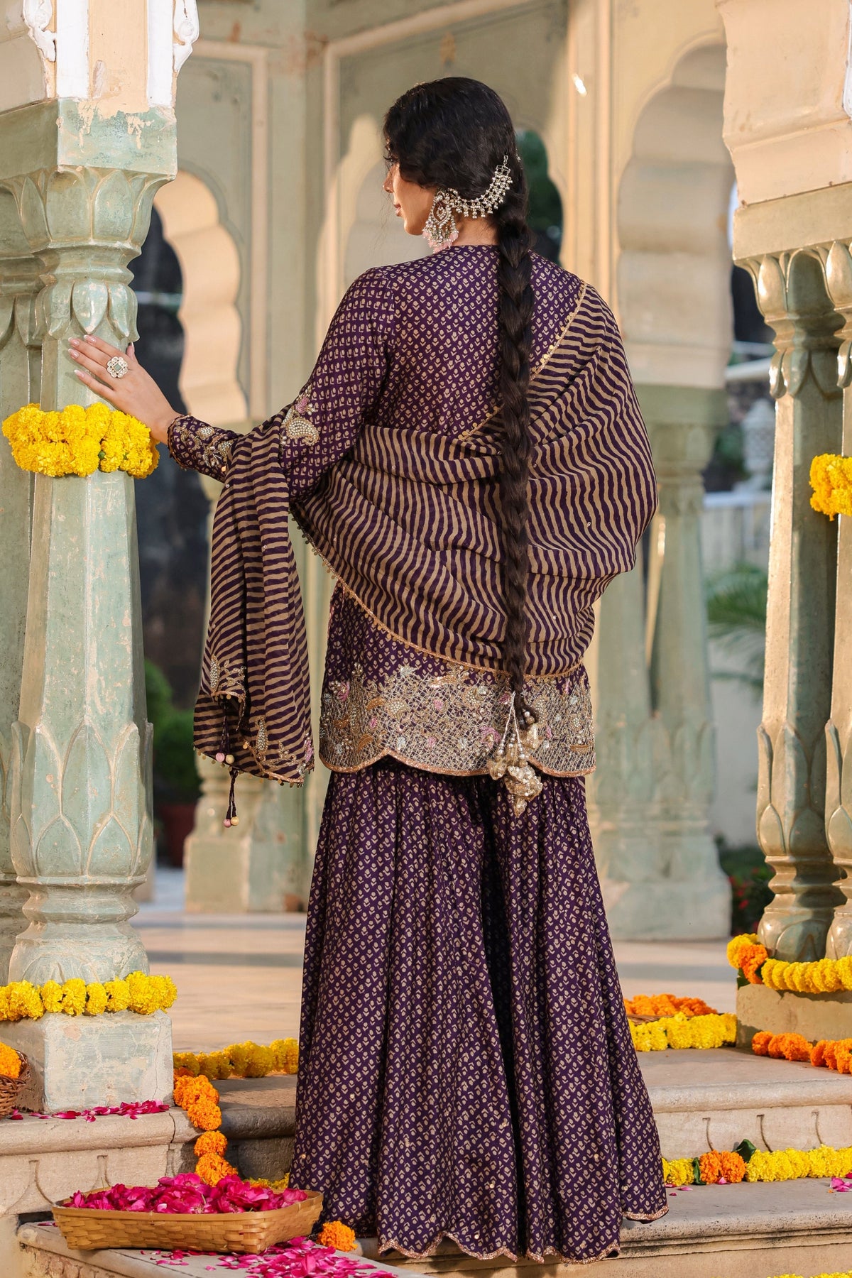 Riwayat Printed Purple Sharara Set