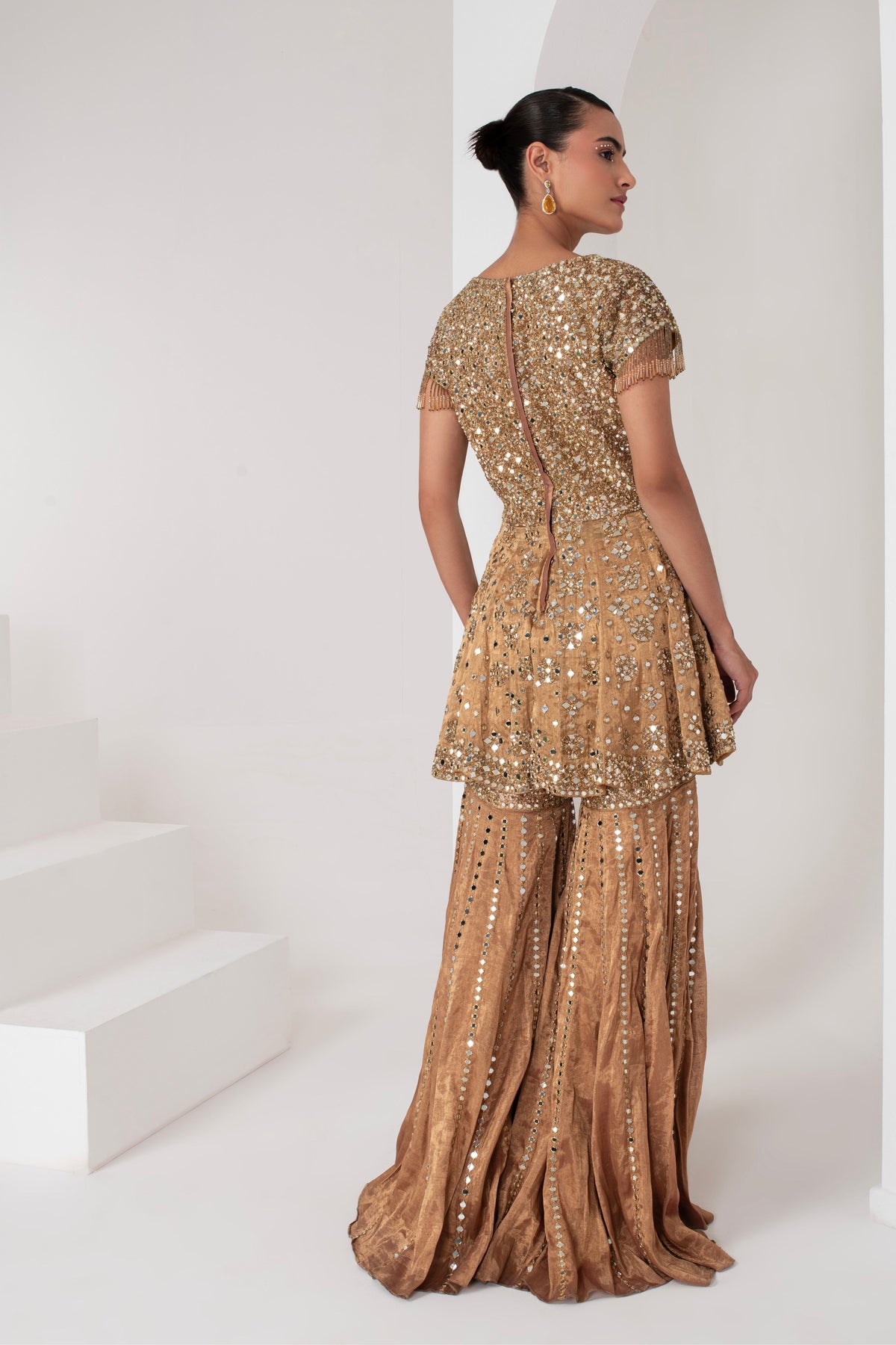 Gold Embellished Sharara Set