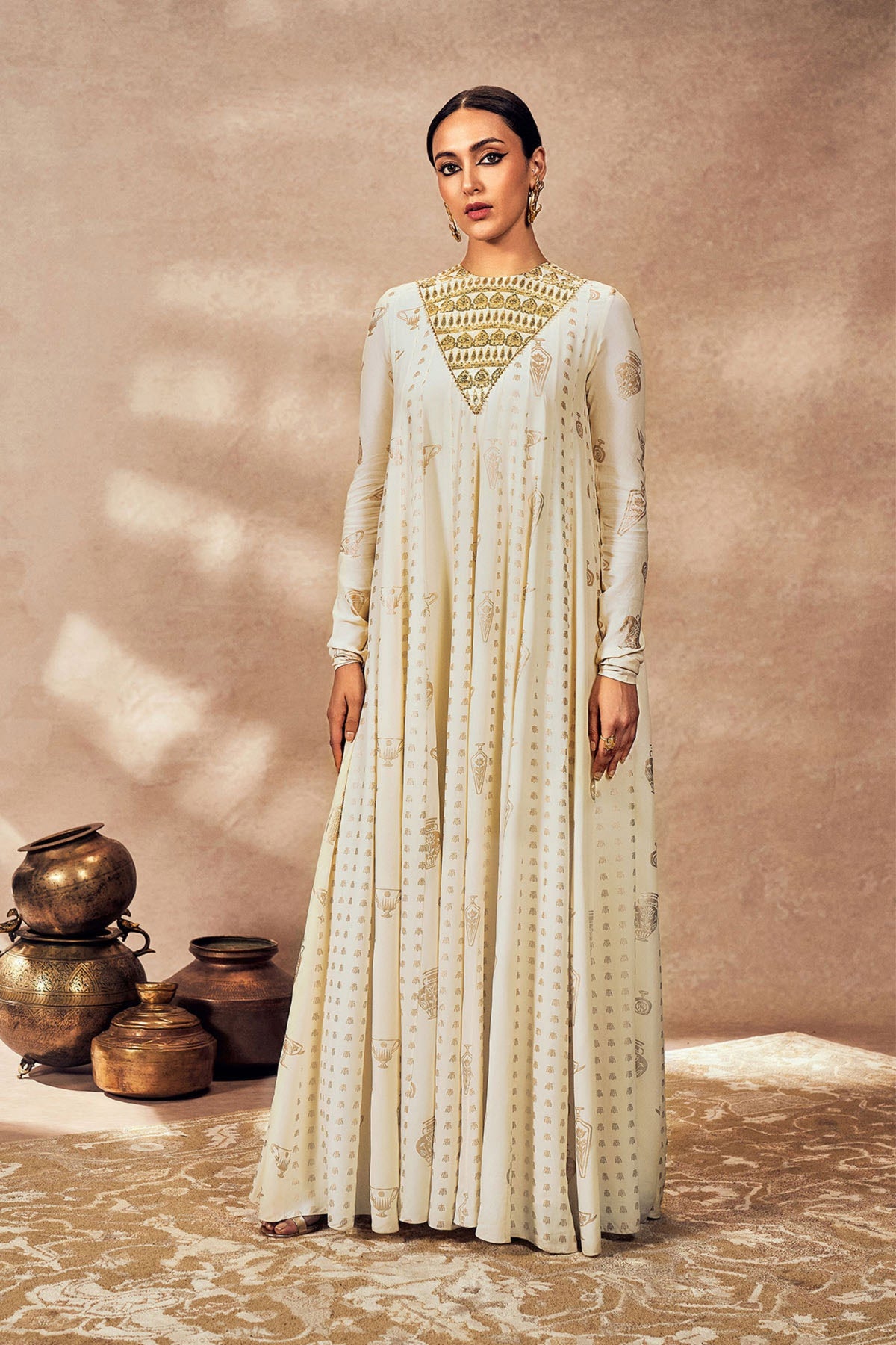 Ivory Potters Touch Anarkali Set