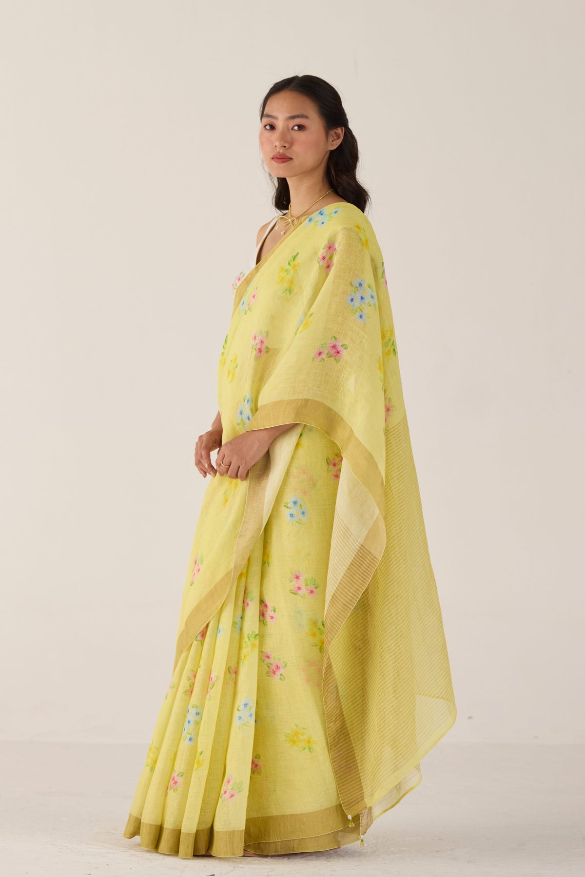 Periwinkle Yellow Sari