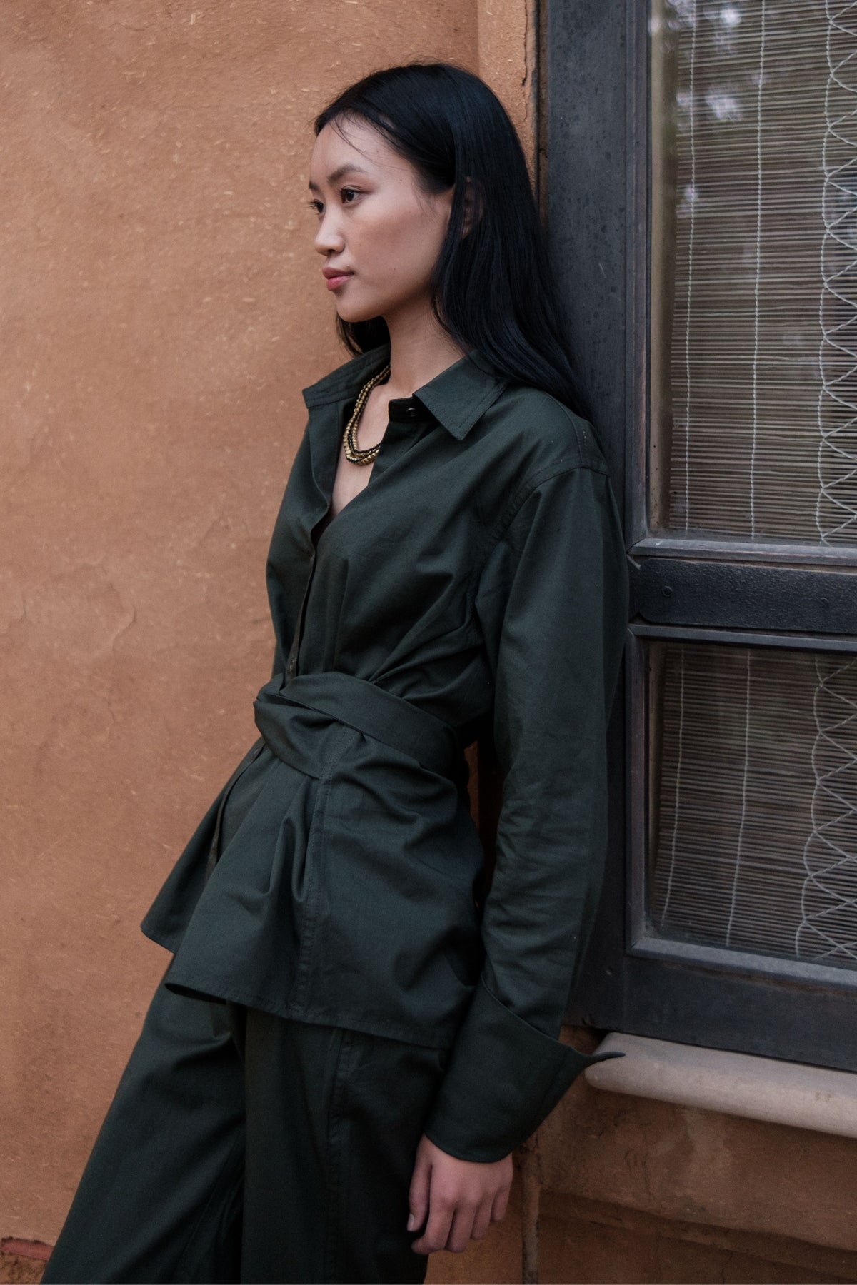 Green Nara Front Knot Shirt